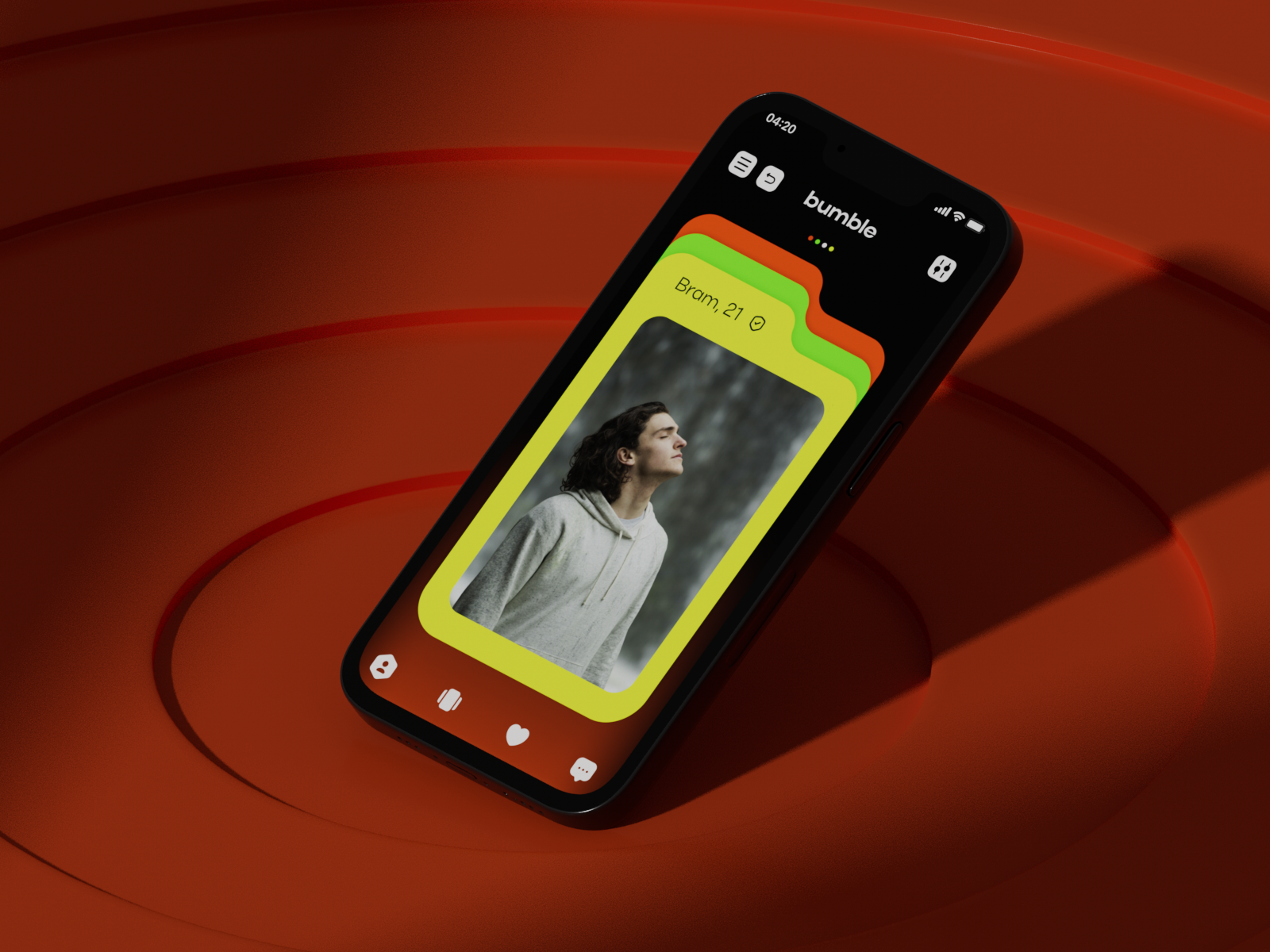 Bumble redesign 3D shot interface | Редизайн Bumble — Изображение №1 — Интерфейсы, 3D на Dprofile