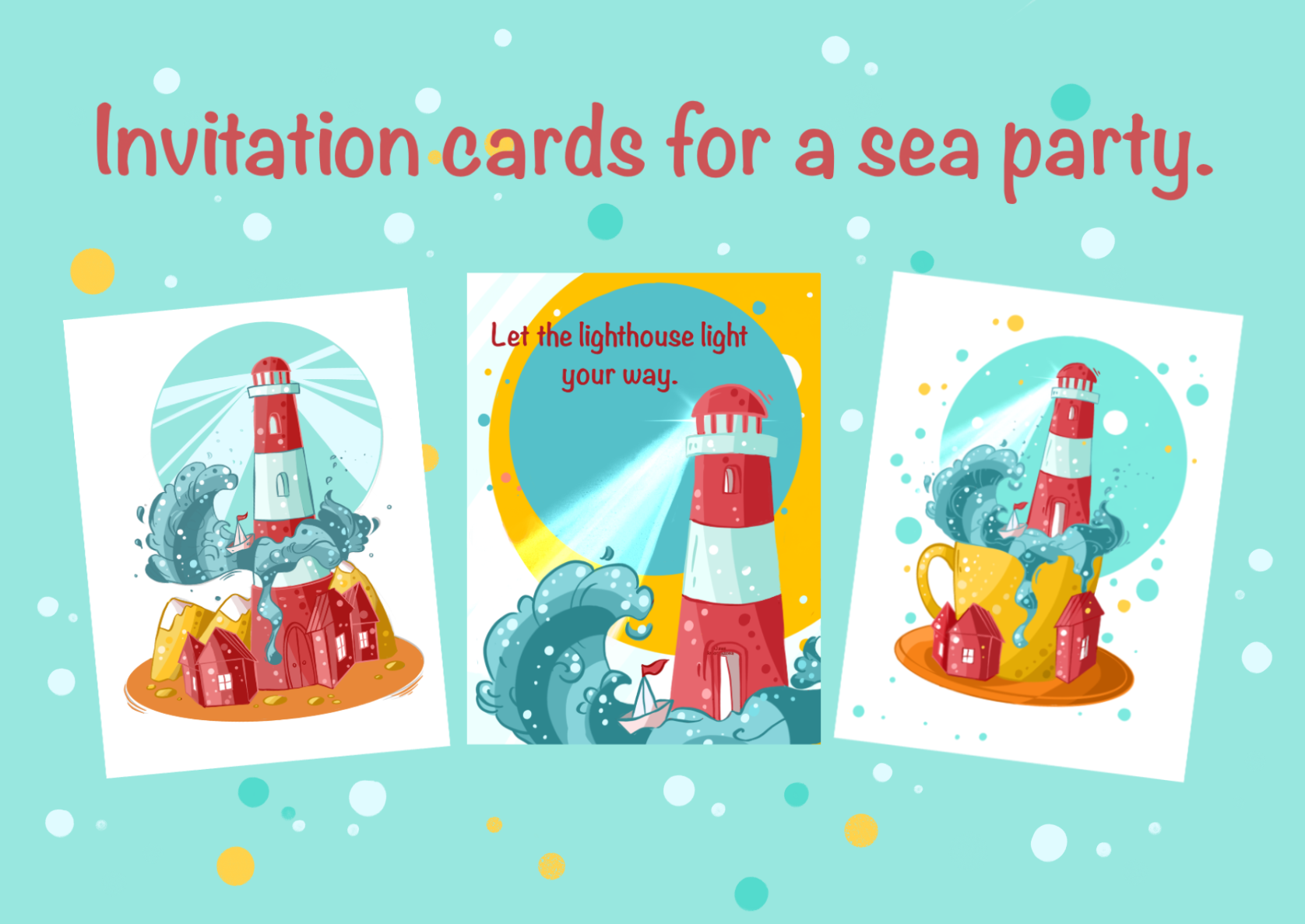 Invitation cards for a sea party. — Изображение №1 — Иллюстрация на Dprofile