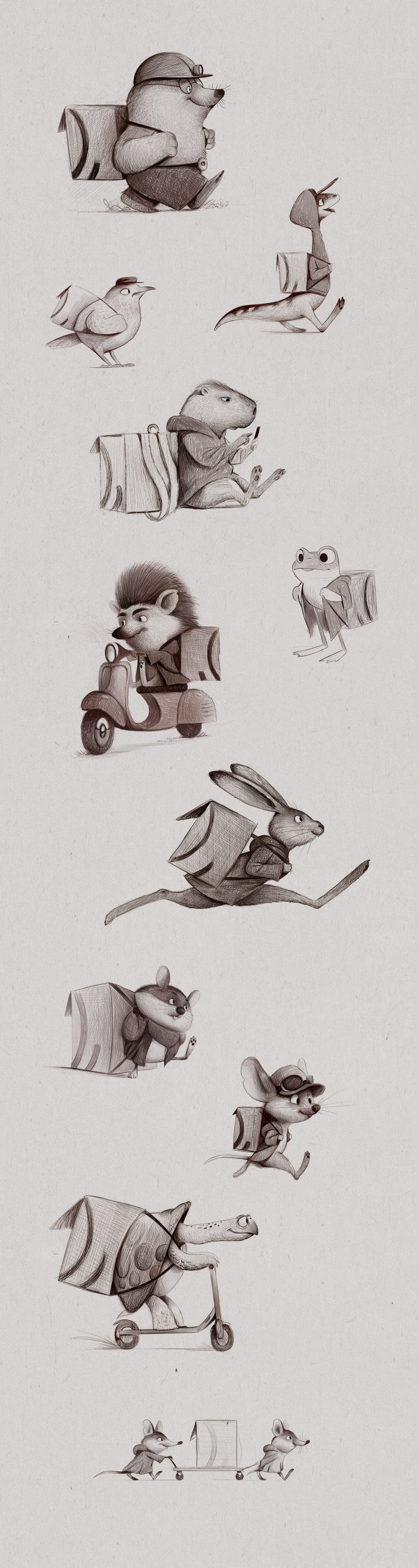 Yandex delivery. Cute animals. — Изображение №13 — Иллюстрация на Dprofile