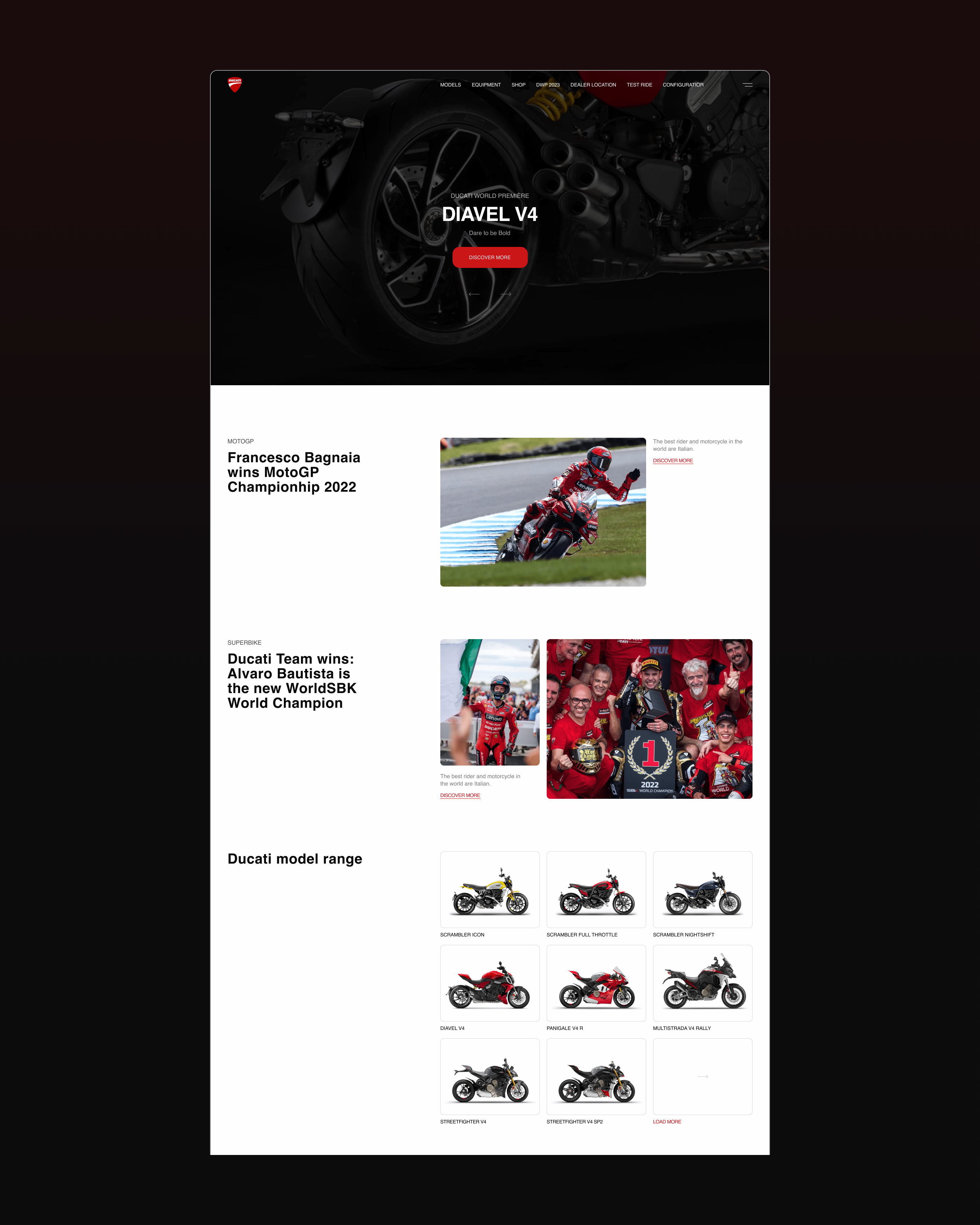 DUCATI | Corporate Website Redesign — Изображение №2 — Интерфейсы на Dprofile