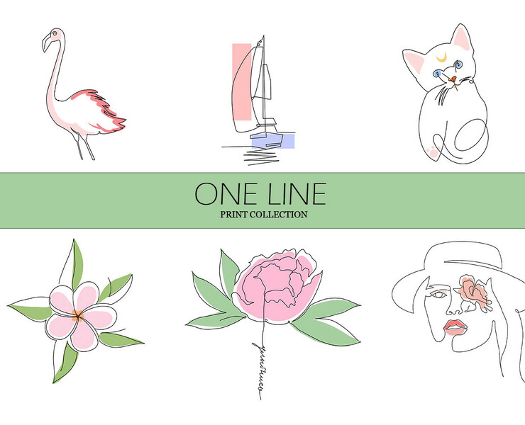 One line collection prints/ Принты на футболки — Брендинг, Иллюстрация на Dprofile