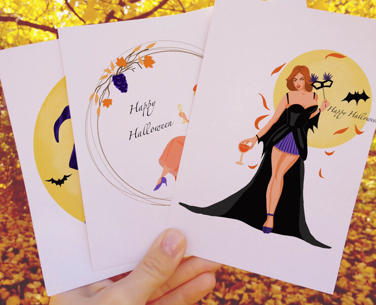 Коллекция открыток на Хэллоуин/Set of Halloween's card — Иллюстрация, Графика на Dprofile