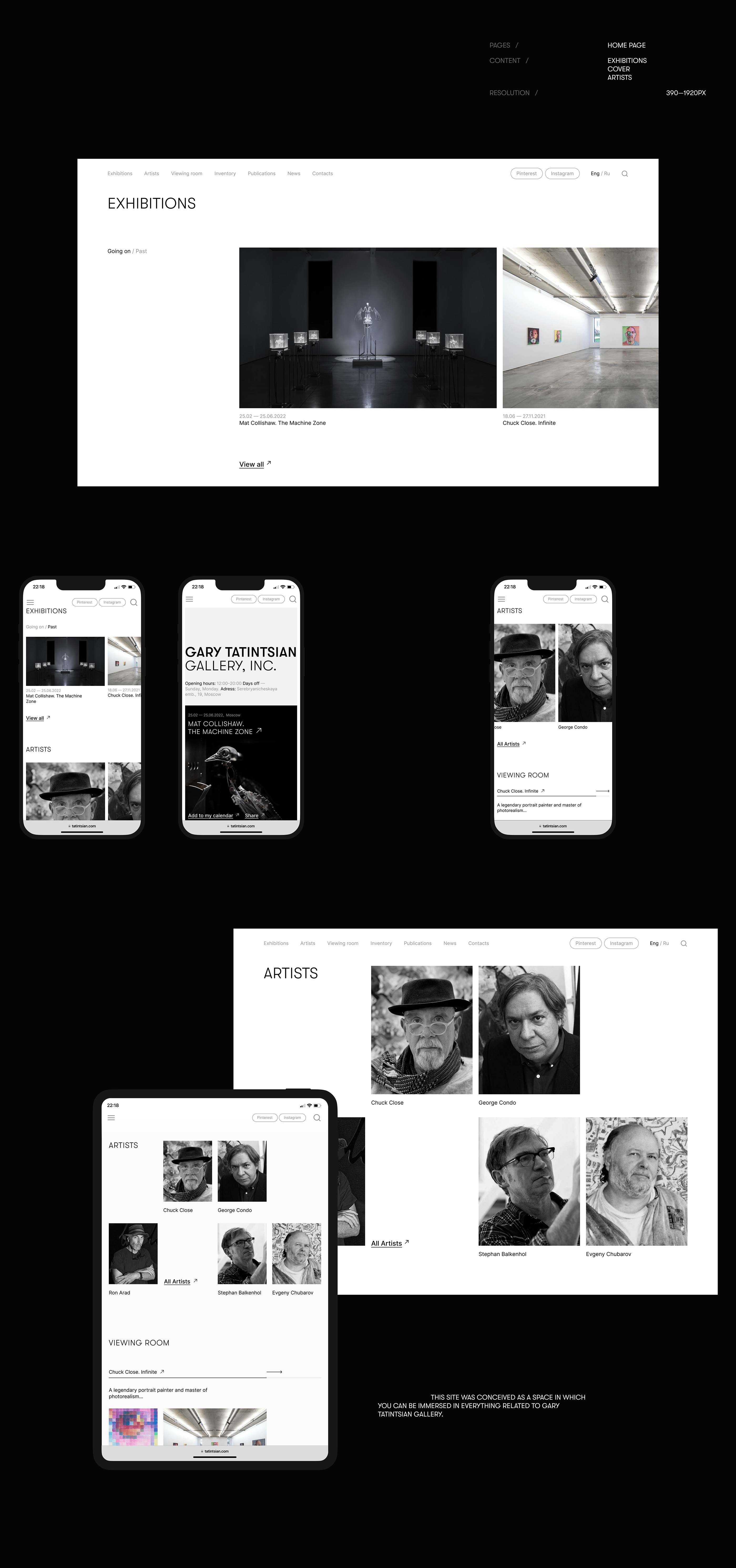 GARY TATINTSIAN GALLERY — Изображение №3 — Интерфейсы, Брендинг на Dprofile