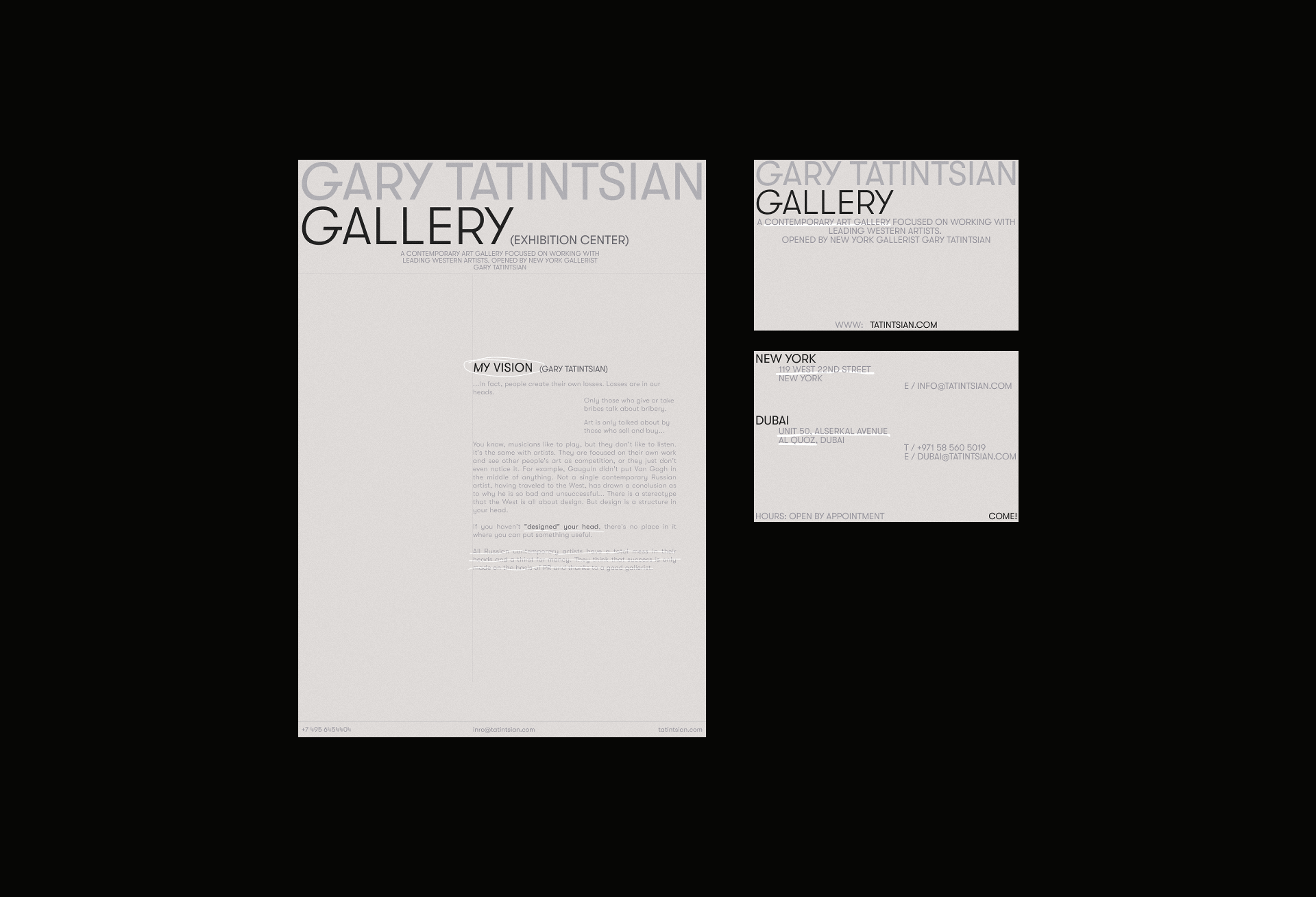 GARY TATINTSIAN GALLERY — Изображение №5 — Интерфейсы, Брендинг на Dprofile