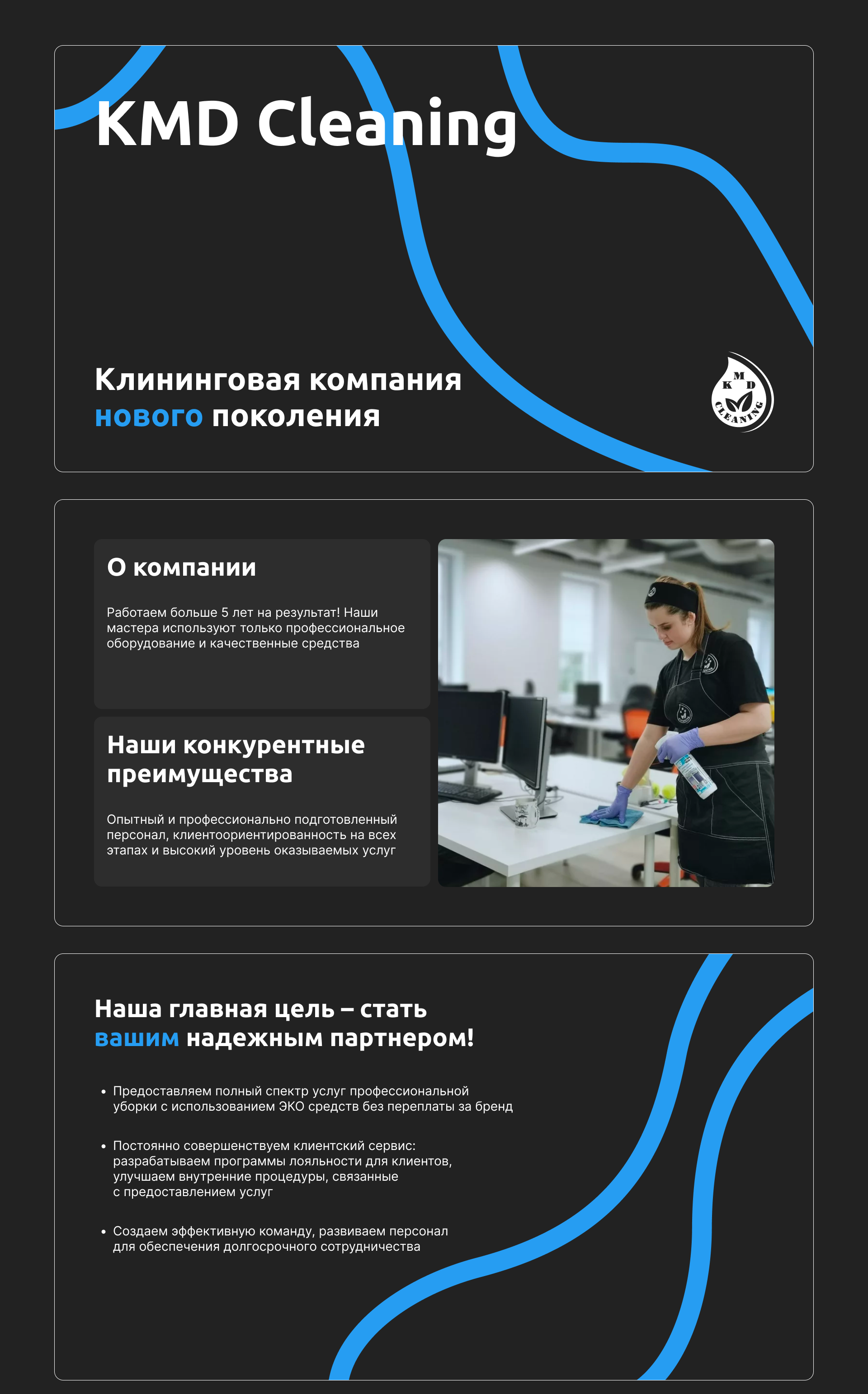 Презентация для клининговой компании KMD Cleaning — Изображение №3 — Брендинг, Графика на Dprofile