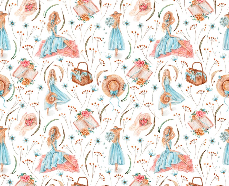 Бесшовный паттерн "Лето" — Иллюстрация на Dprofile