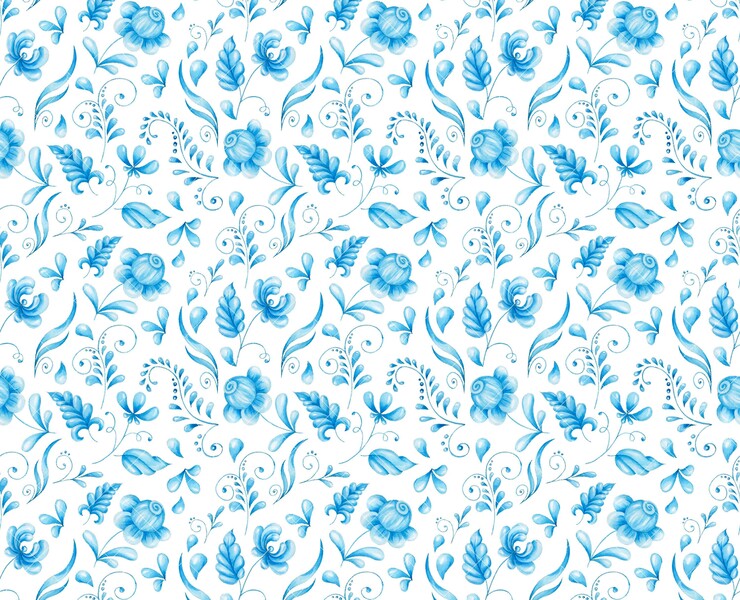 Бесшовный паттерн "Гжель" — Иллюстрация, Графика на Dprofile