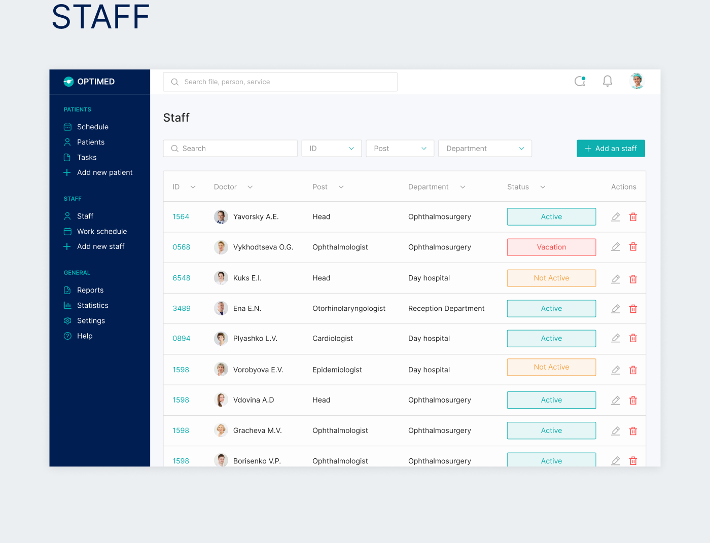 CRM-система — UX/UI дизайн для медицинской компании — Изображение №8 — Интерфейсы на Dprofile
