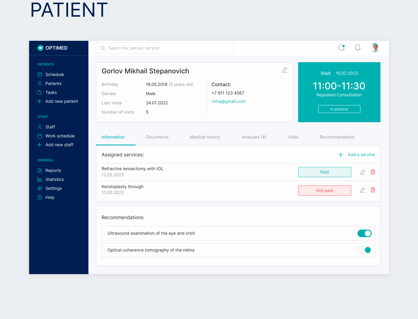 CRM-система — UX/UI дизайн для медицинской компании — Изображение №9 — Интерфейсы на Dprofile