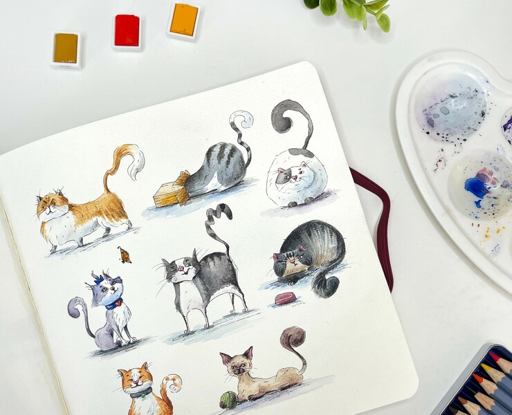 Character drawing in 15 minutes. Cats — Иллюстрация на Dprofile