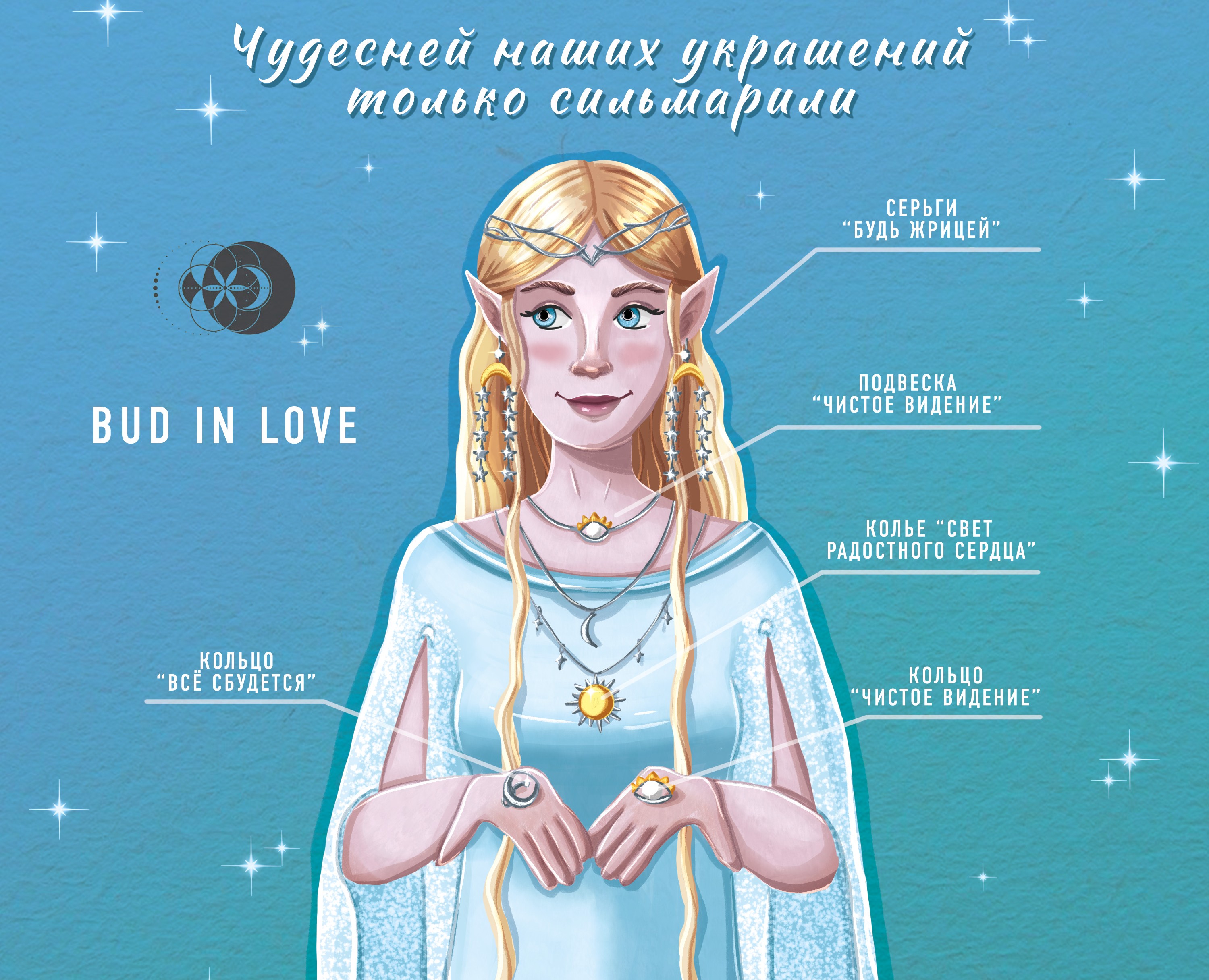 Иллюстрация для бренда украшений BUD IN LOVE на Dprofile