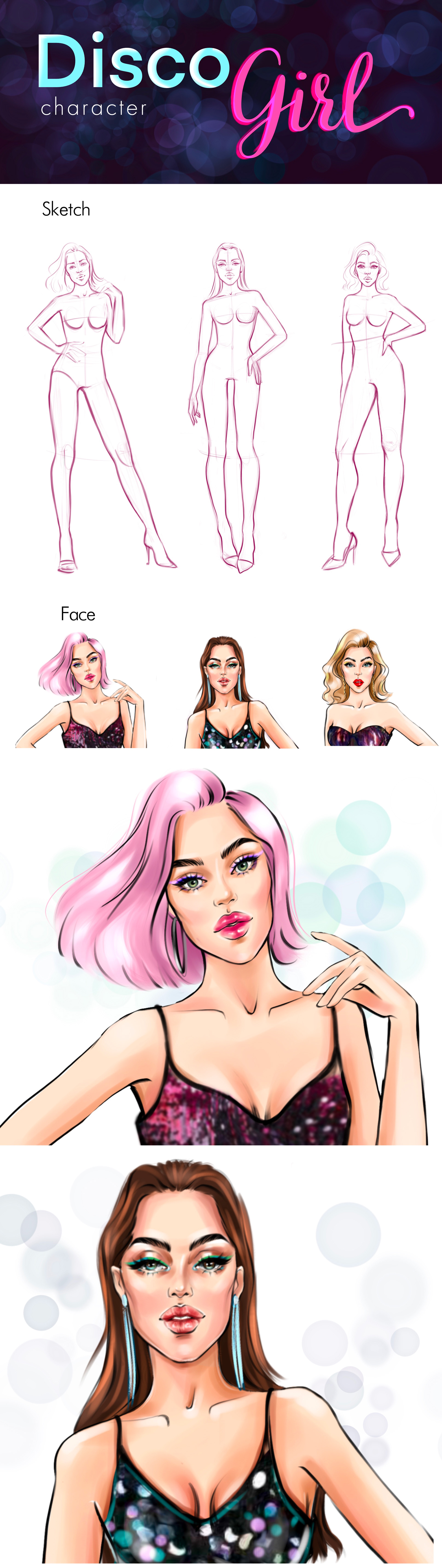 Character Disco Girl illustration — Изображение №1 — Иллюстрация, Графика на Dprofile