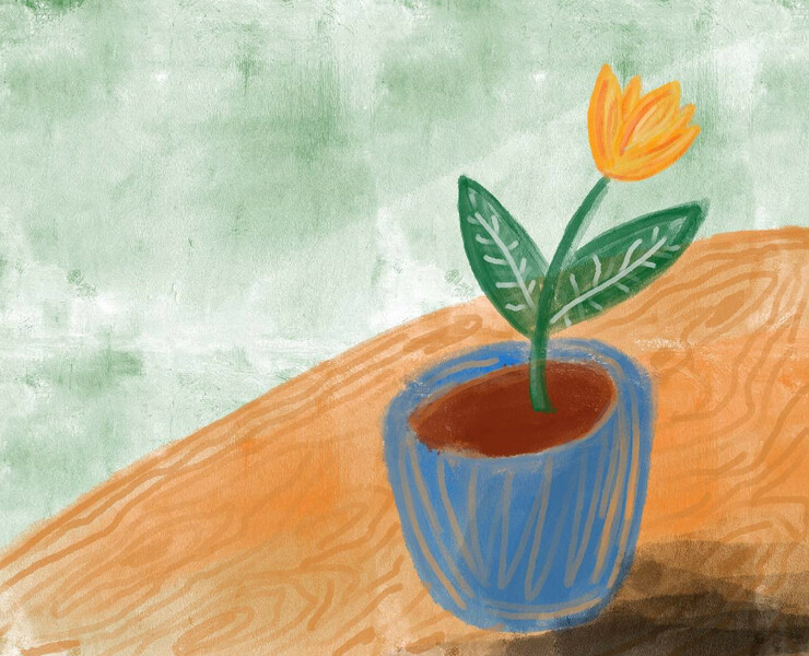 Tulip on a table — Иллюстрация, Графика на Dprofile