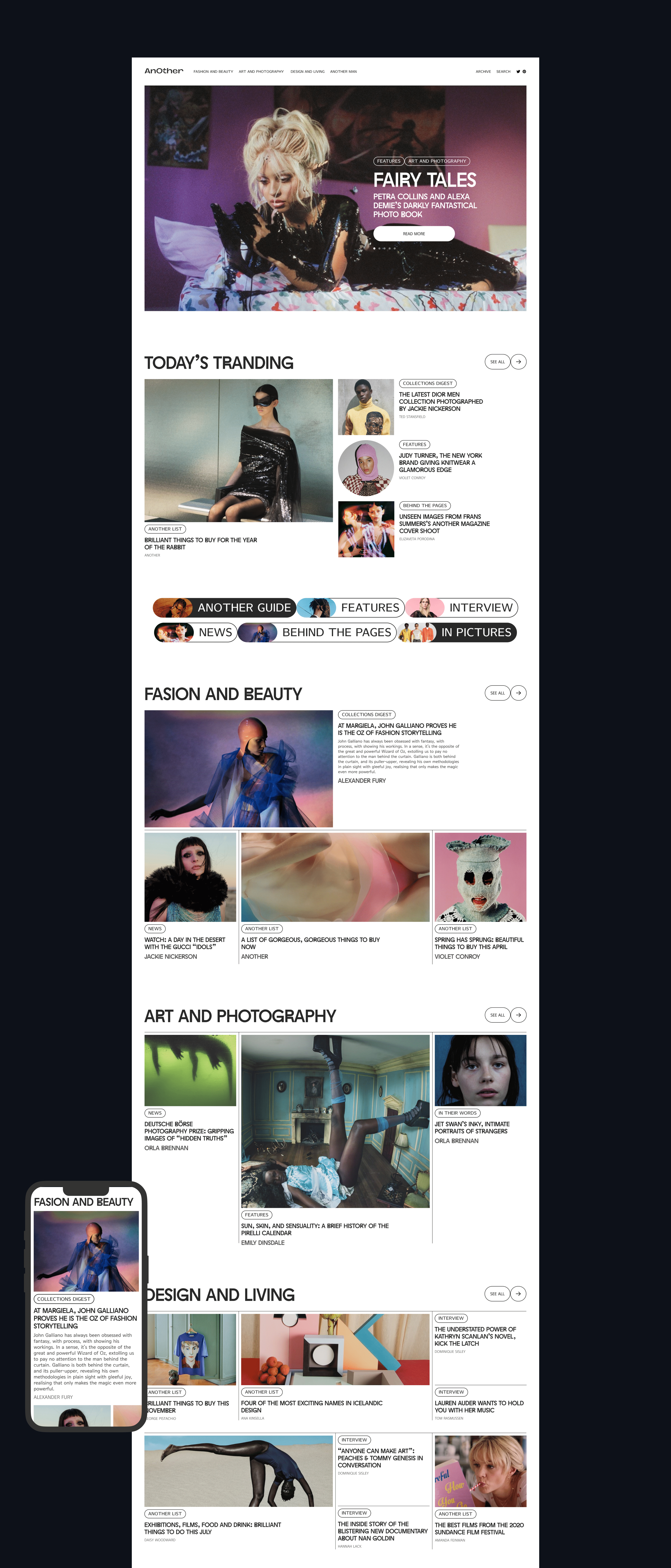 AnOther Magazine | News Website Redesign — Изображение №2 — Интерфейсы на Dprofile