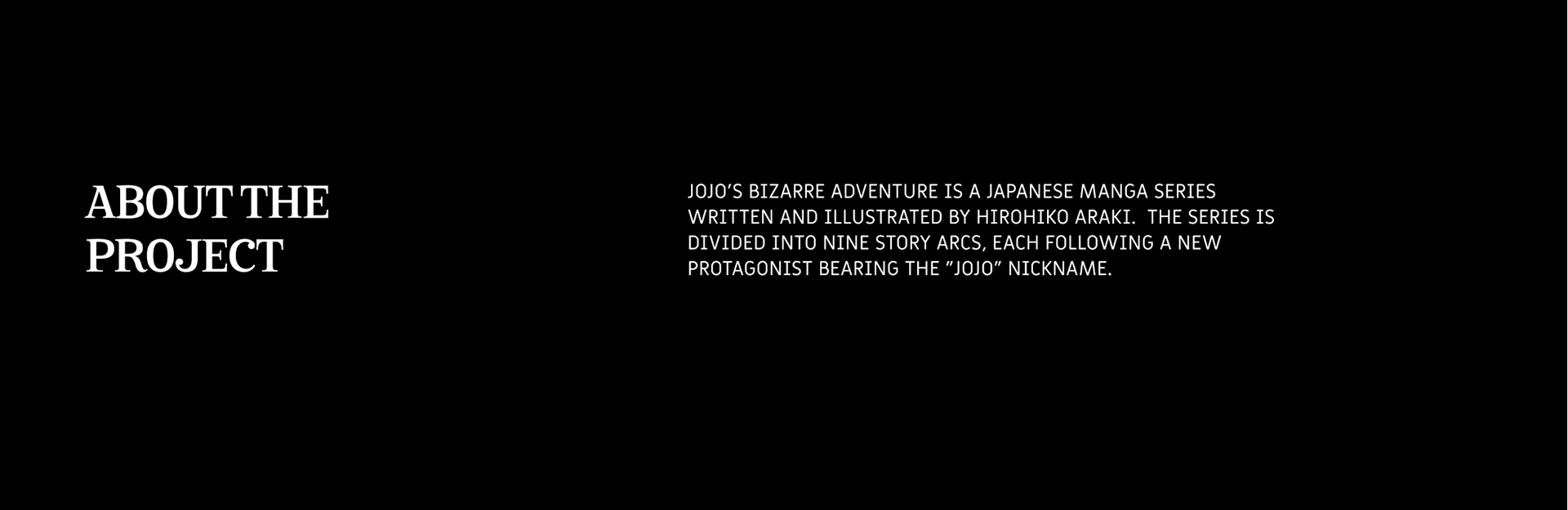 JoJo's Bizarre Adventure ★ website redesign ★ — Изображение №2 — Интерфейсы, Анимация на Dprofile