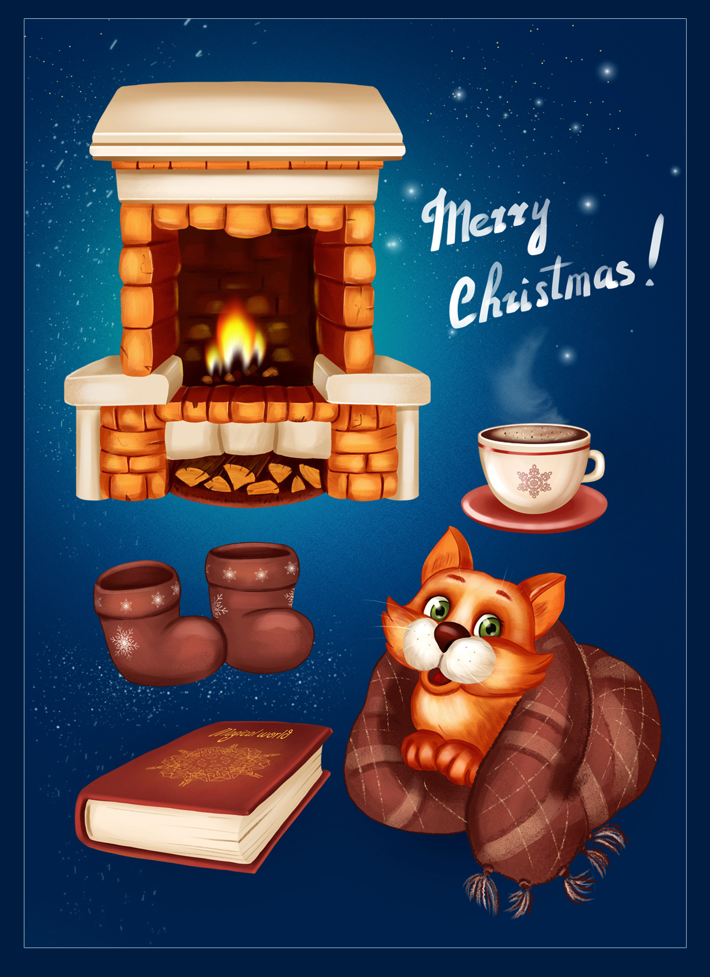 Christmas postcard "Northern lights" — Изображение №9 — Брендинг, Иллюстрация на Dprofile