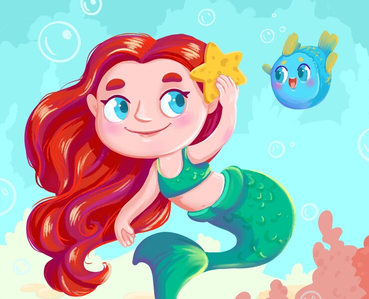 Детская настольная игра "Русалочка" — Иллюстрация, Графика на Dprofile