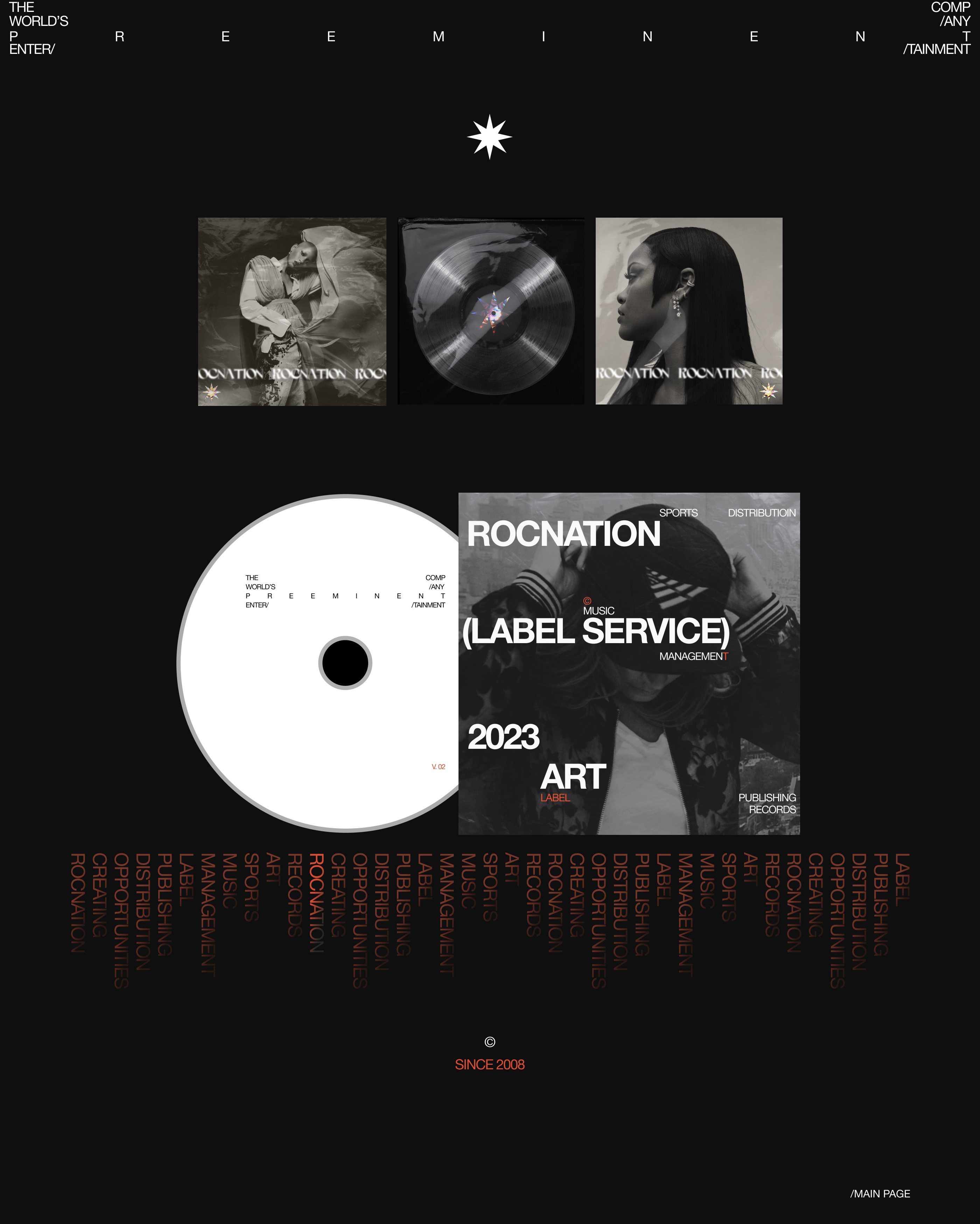 ROCNATION | corporate website — Изображение №2 — Интерфейсы, Графика на Dprofile