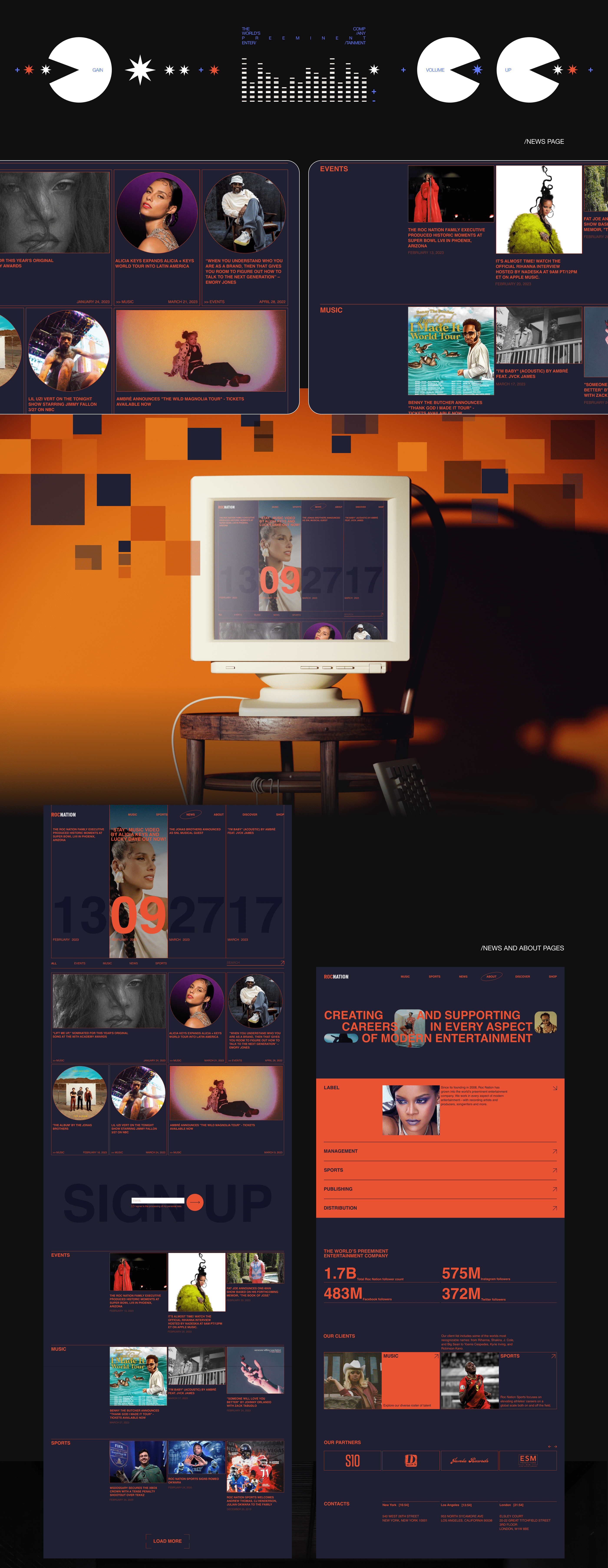 ROCNATION | corporate website — Изображение №6 — Интерфейсы, Графика на Dprofile