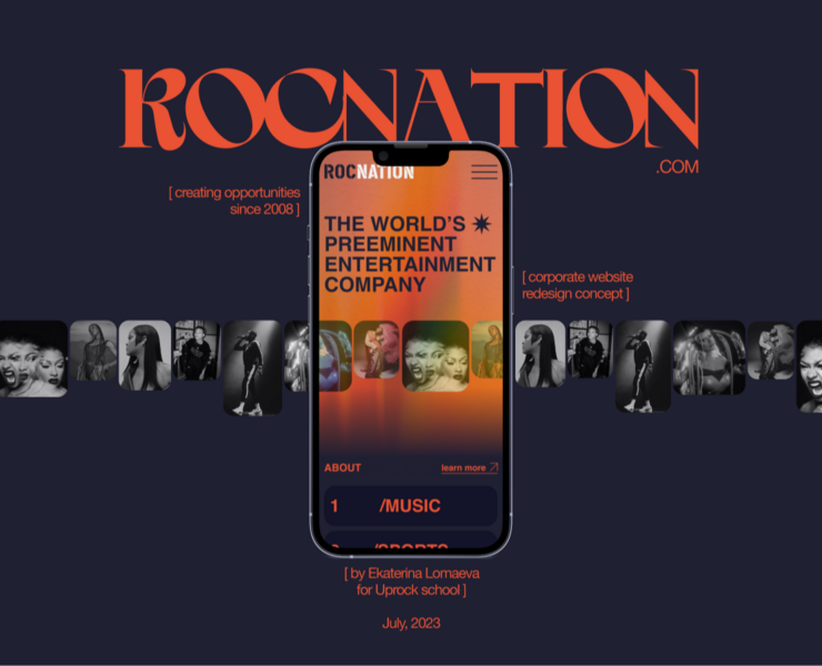 ROCNATION | corporate website — Интерфейсы, Графика на Dprofile