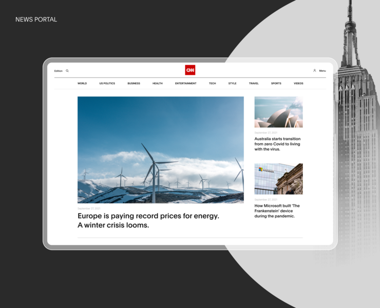 News portal — Интерфейсы на Dprofile