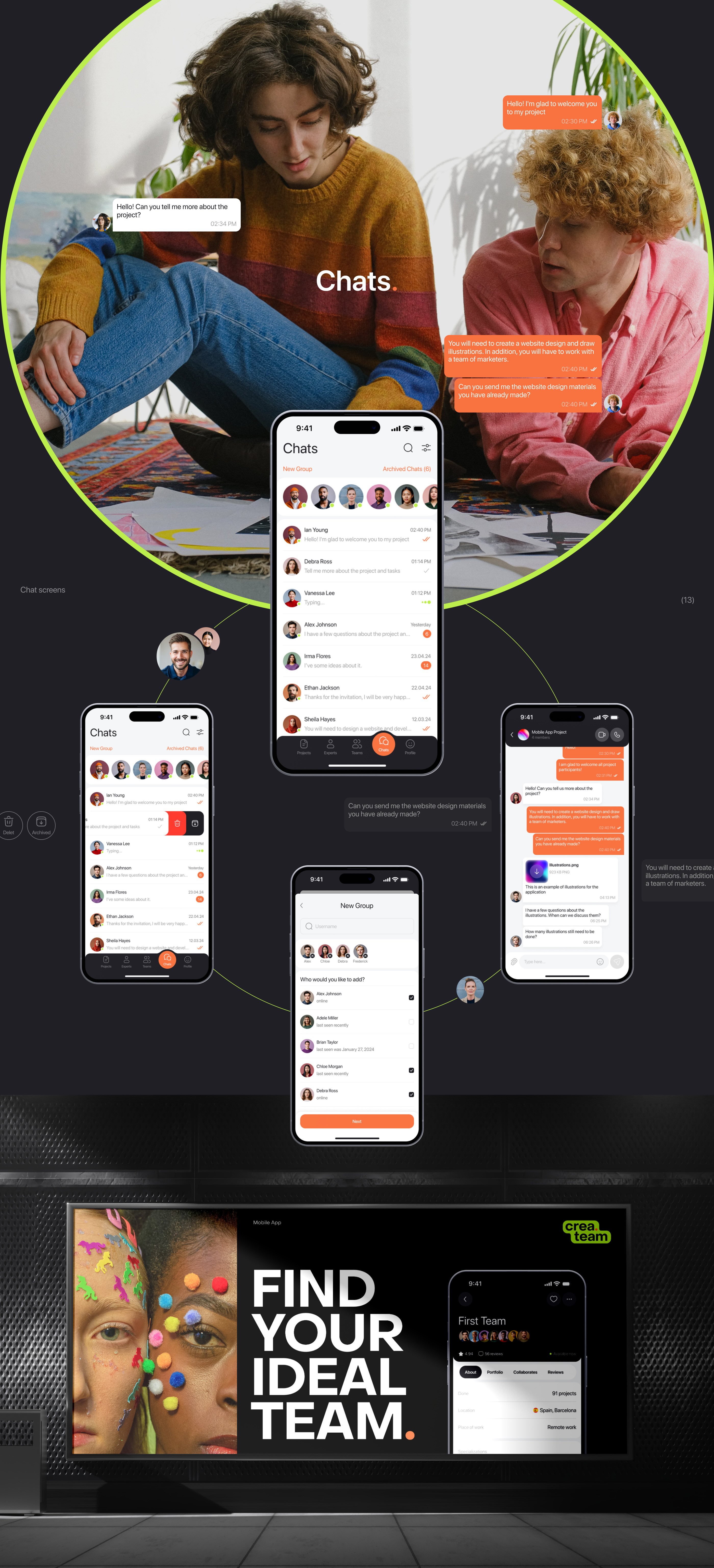 CreaTeam - Mobile App — Изображение №12 — Интерфейсы, Брендинг на Dprofile