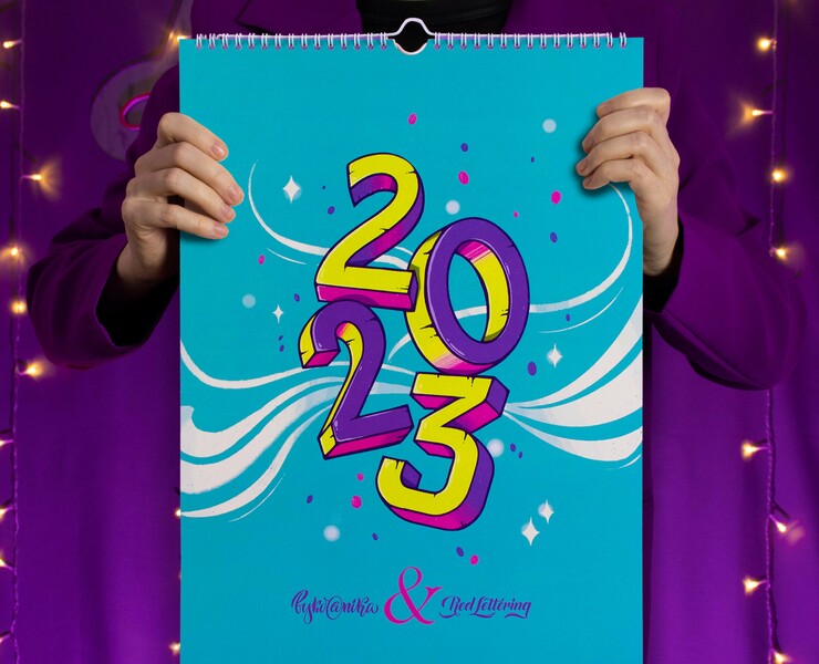 Леттеринг-календарь 2023/Lettering Calendar 2023 — Иллюстрация, Графика на Dprofile