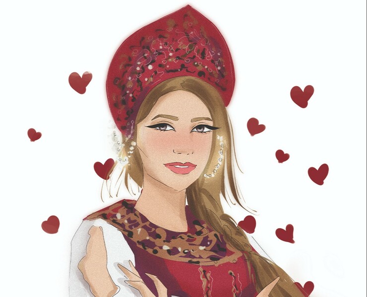 Girl in a kokoshnik — Иллюстрация на Dprofile