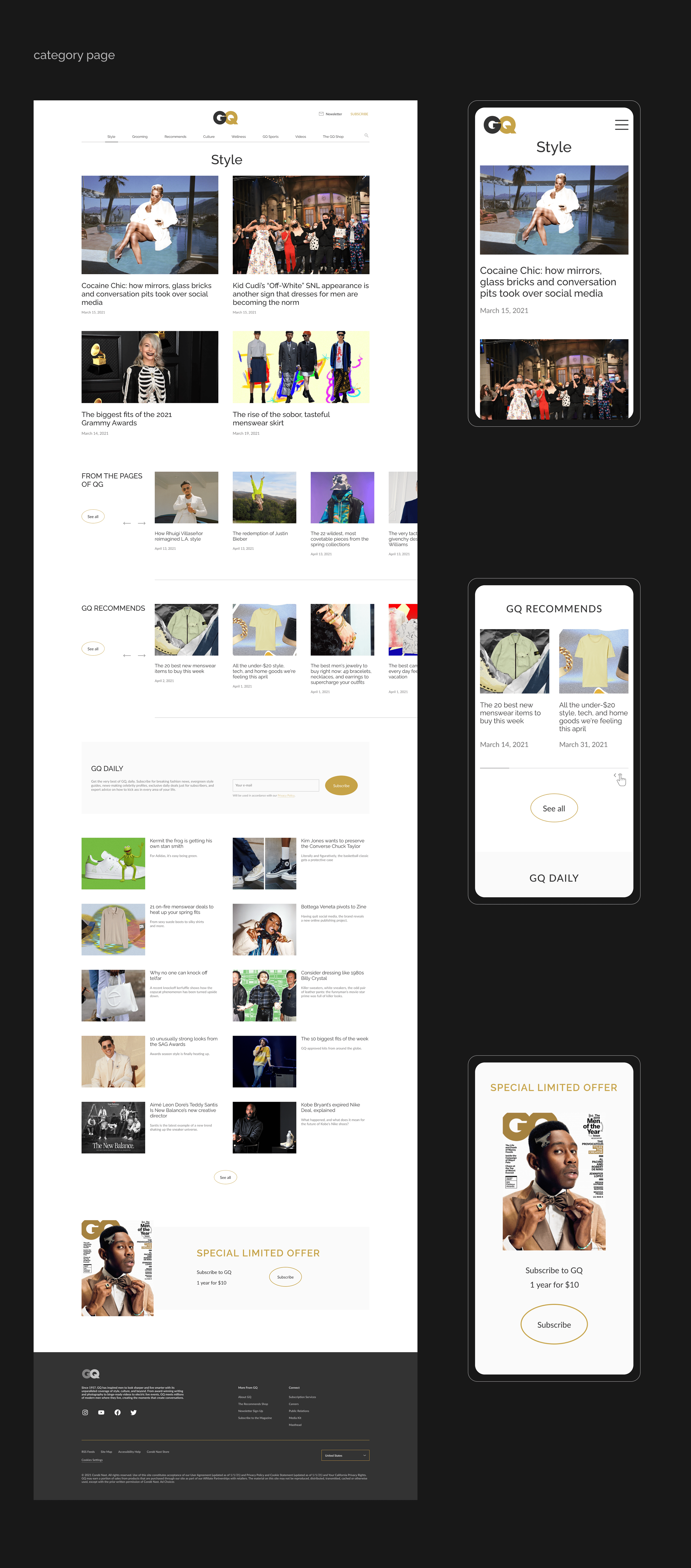 GQ | website redesign — Изображение №5 — Интерфейсы на Dprofile