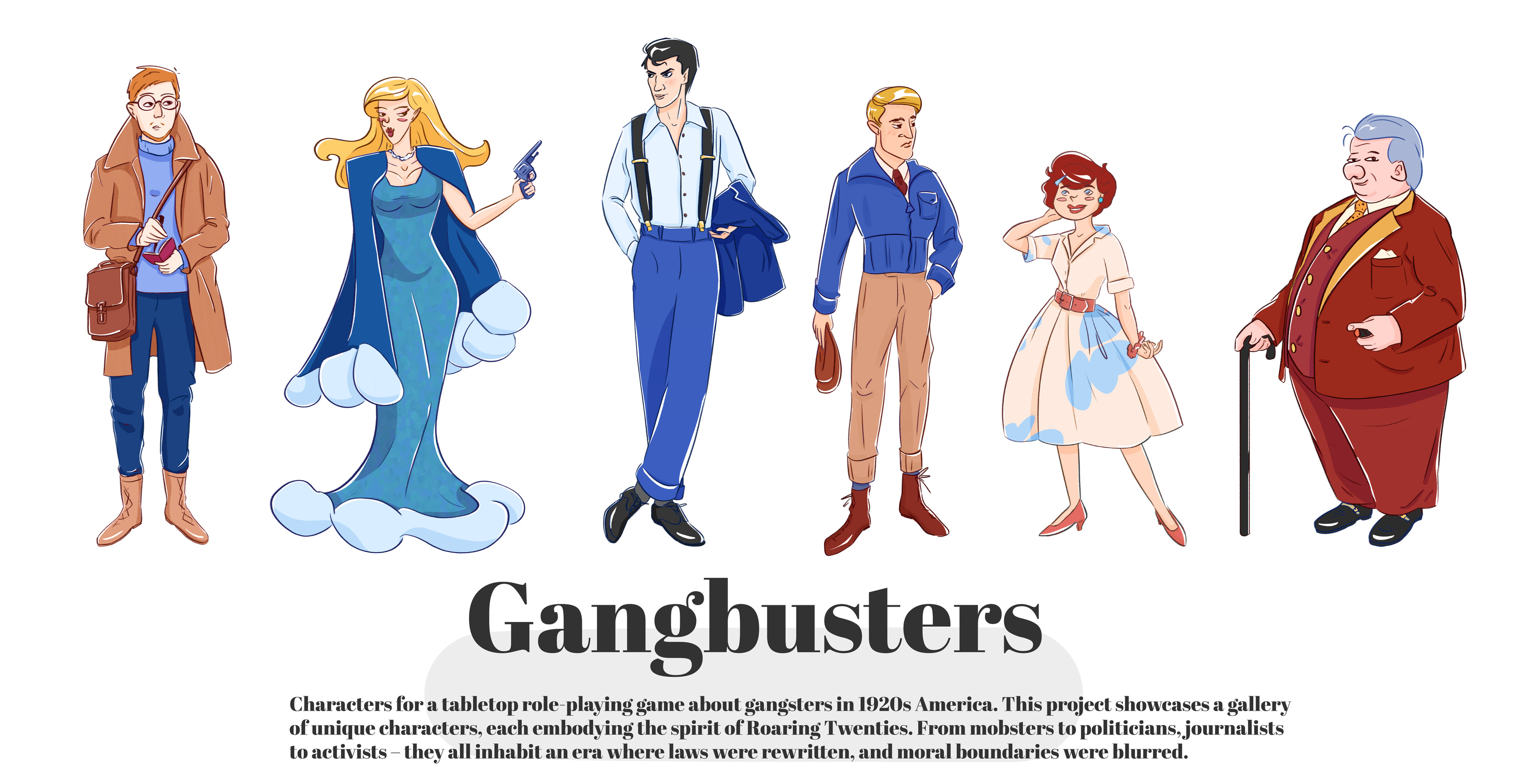 Character Lineup: Gangsters of the 1920s — Изображение №1 — Иллюстрация на Dprofile