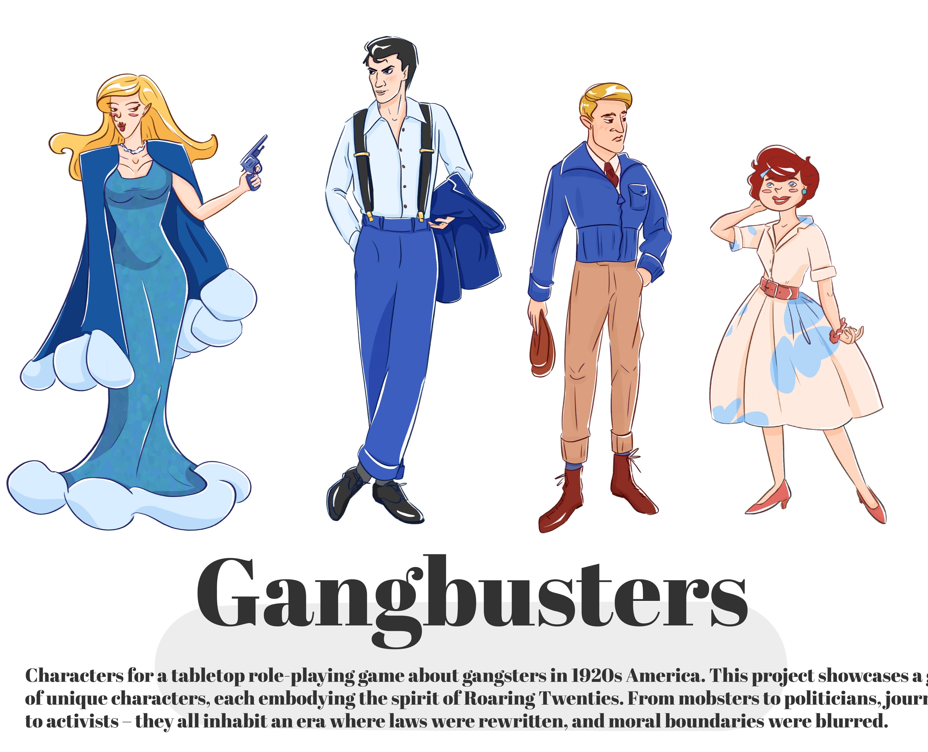 Character Lineup: Gangsters of the 1920s — Иллюстрация на Dprofile