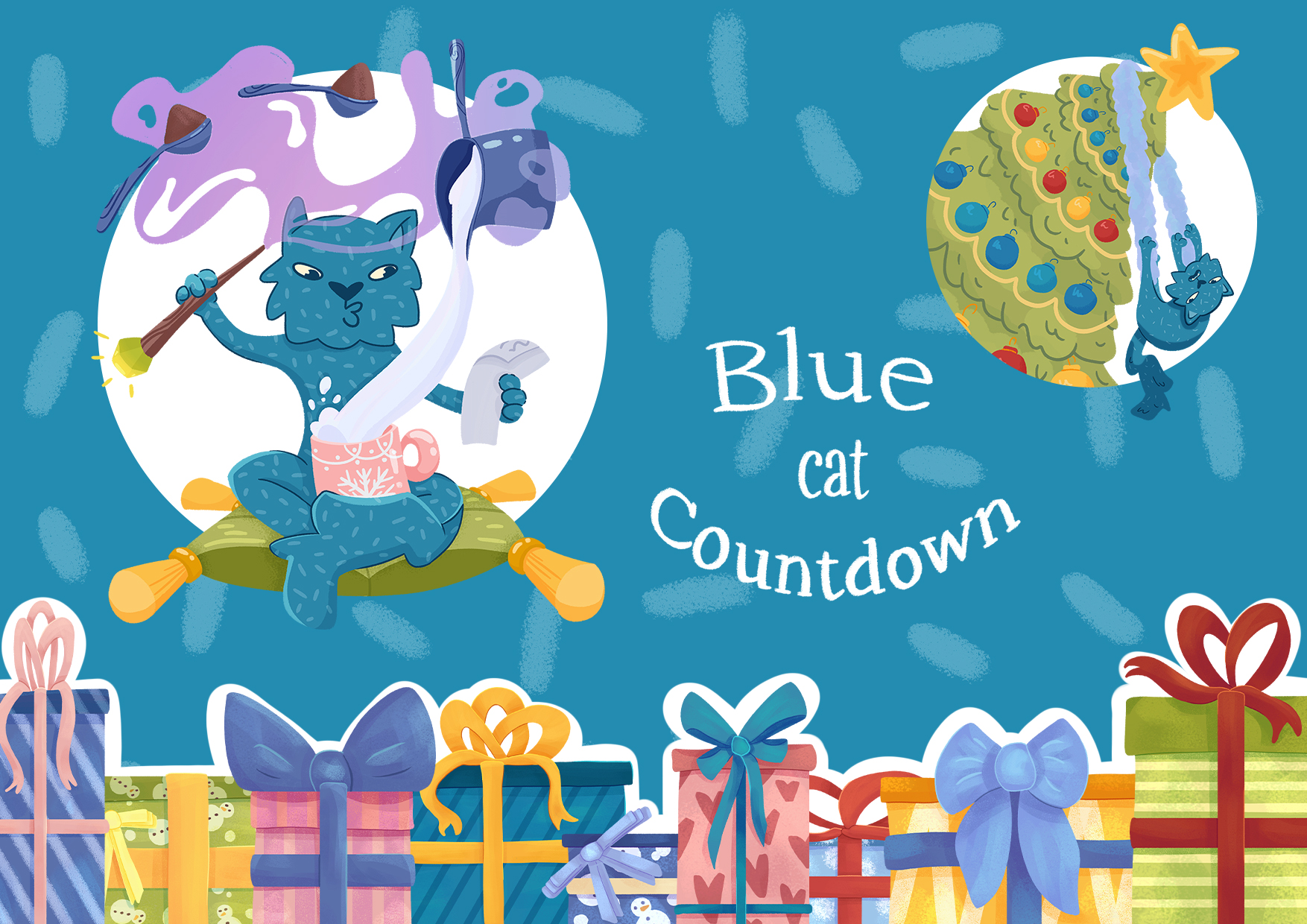 App advent: Blue cat Countdown — Изображение №1 — Интерфейсы, Иллюстрация на Dprofile