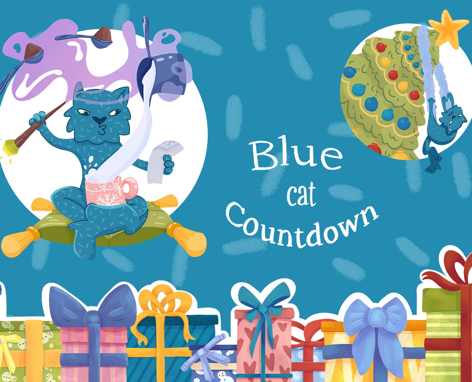 App advent: Blue cat Countdown — Интерфейсы, Иллюстрация на Dprofile