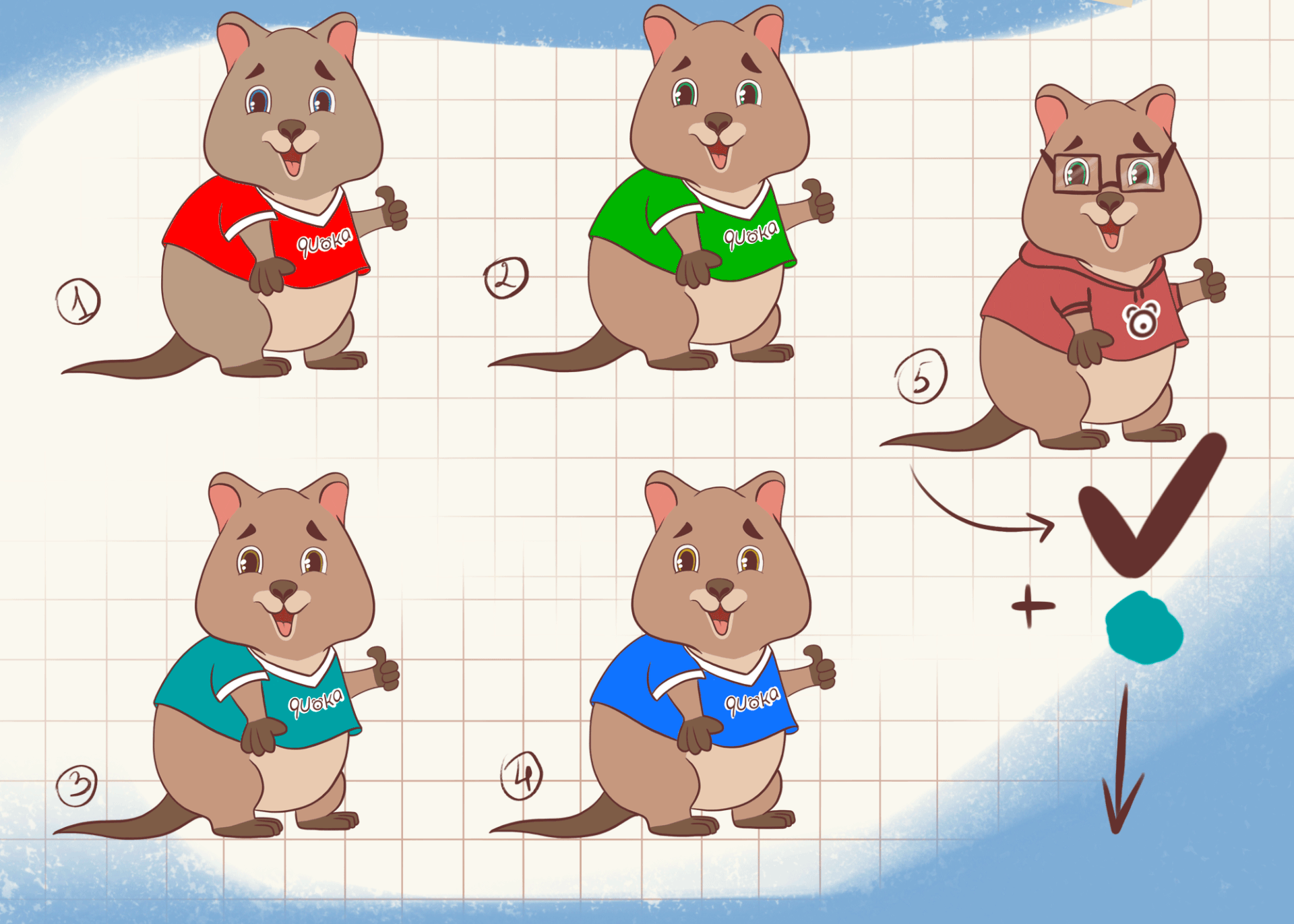 Quokka character design for brand — Изображение №4 — Брендинг, Иллюстрация на Dprofile