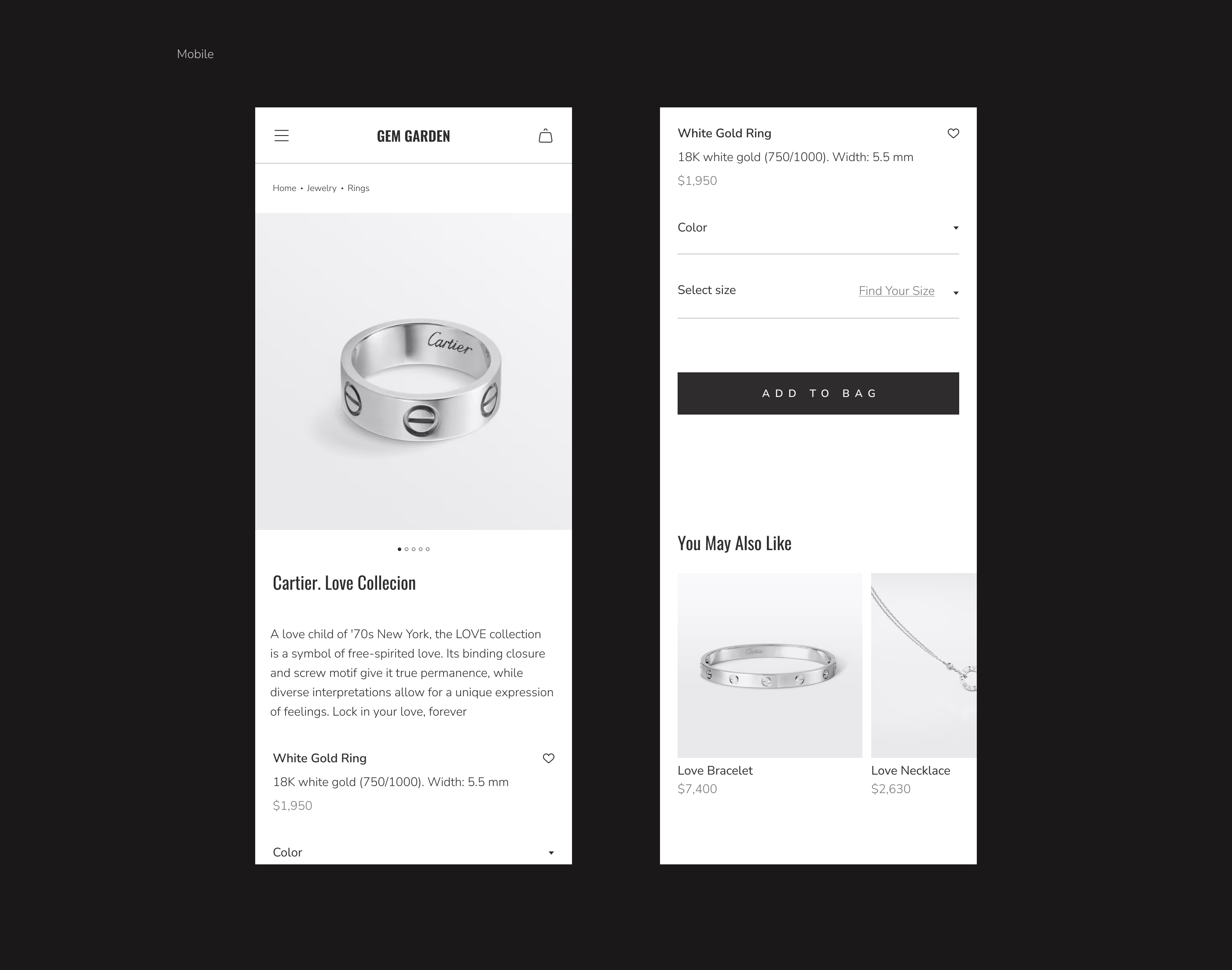 Gem Garden | Jewelry Store — Изображение №10 — Интерфейсы на Dprofile
