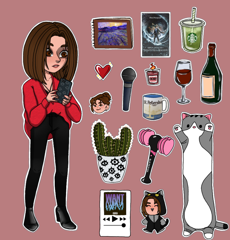 НАБОРЫ СТИКЕРОВ ДЛЯ ДЕВОЧЕК | Дизайн стикепаков — Изображение №6 — Иллюстрация на Dprofile