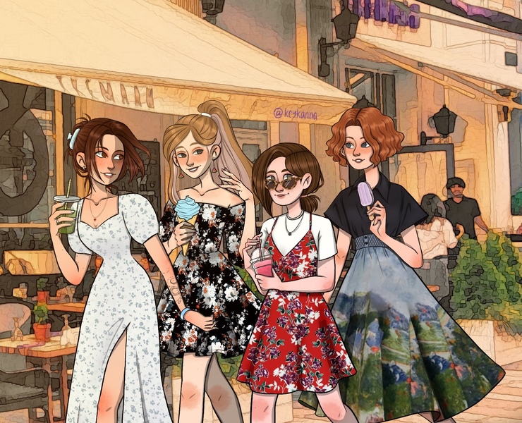 ЛЕТНИЕ ДЕВУШКИ | Дизайн летних платьев — Иллюстрация на Dprofile