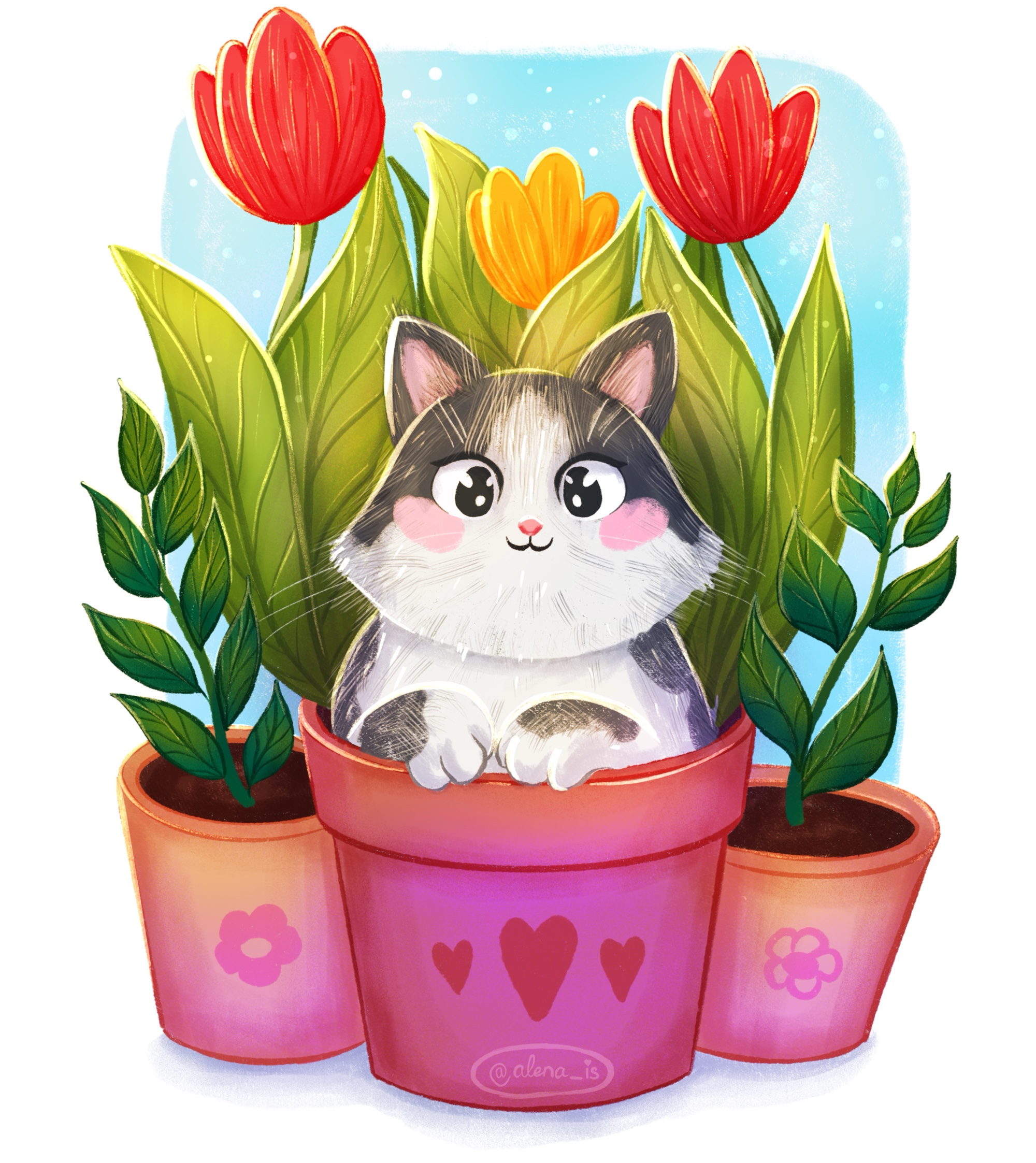 Весенний кот по имени Цветочек — Изображение №2 — Иллюстрация, Графика на Dprofile