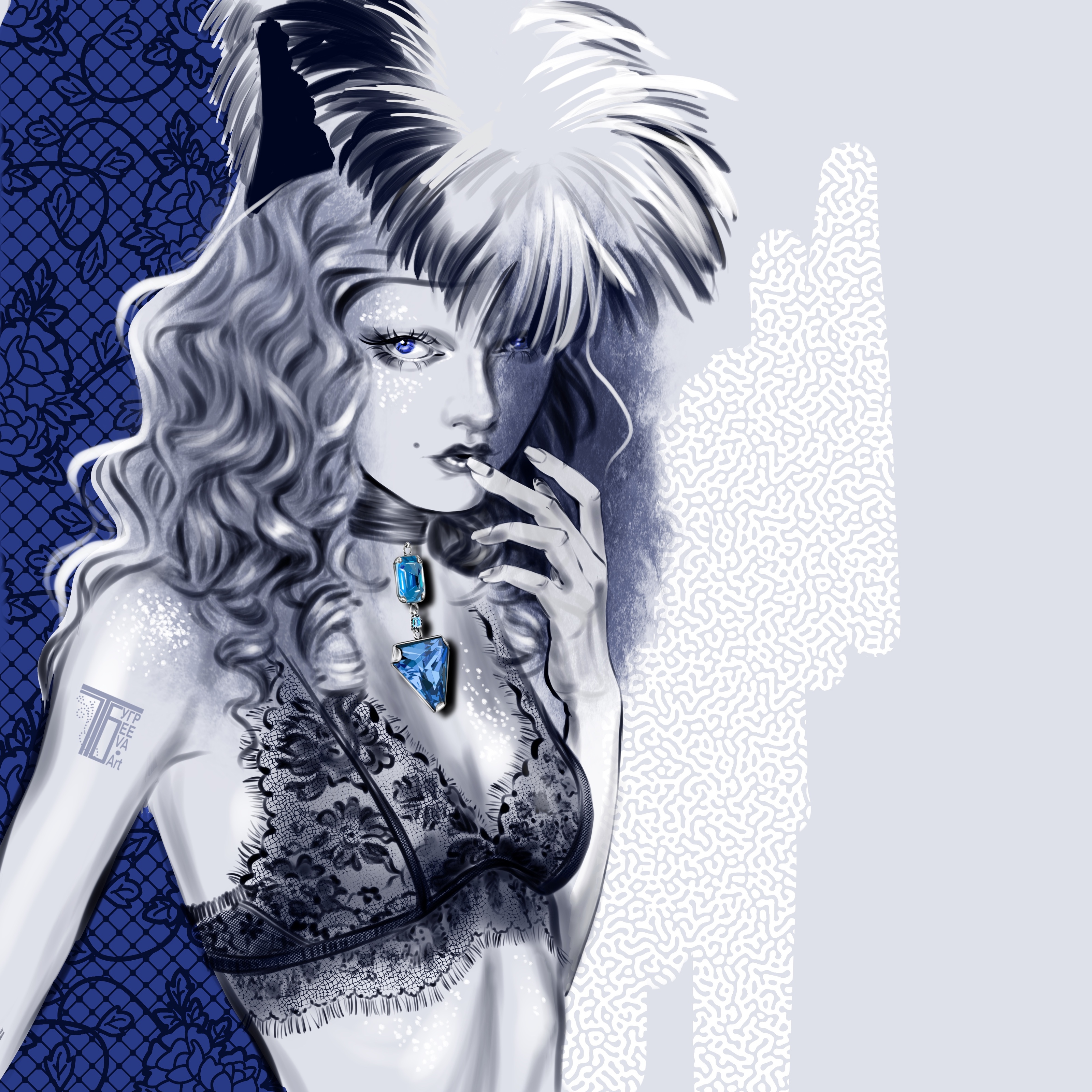 Иллюстрация в стиле Fashion для ювелирного бренда — Изображение №2 — Иллюстрация, Графика на Dprofile