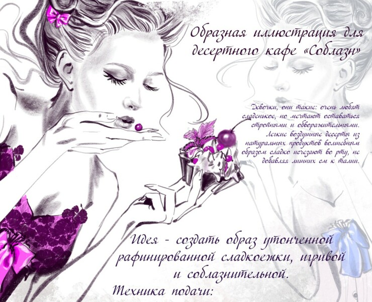 Образная иллюстрация для десертного кафе — Иллюстрация, Графика на Dprofile