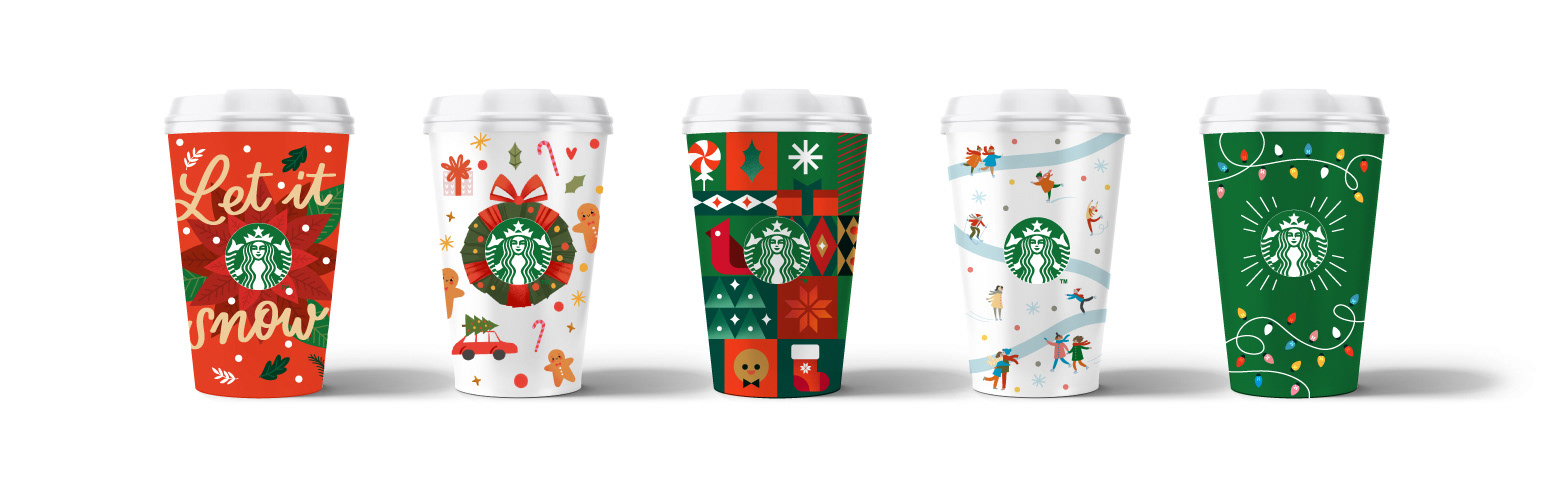Новогодняя коллекция стаканчиков Starbucks — Изображение №2 — Брендинг, Иллюстрация на Dprofile