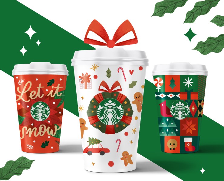 Новогодняя коллекция стаканчиков Starbucks — Брендинг, Иллюстрация на Dprofile