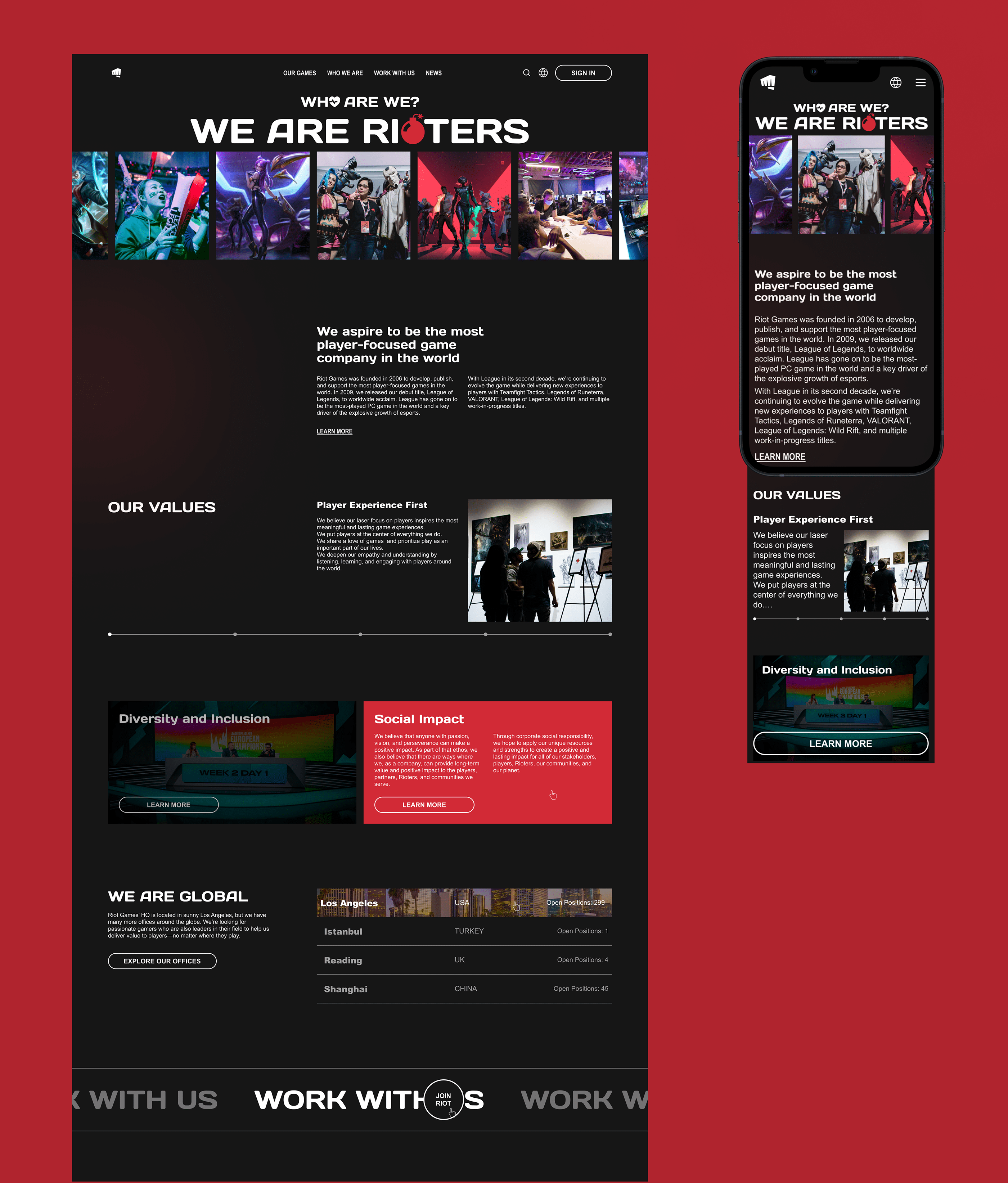 RIOT GAMES | Corporate website — Изображение №5 — Интерфейсы на Dprofile