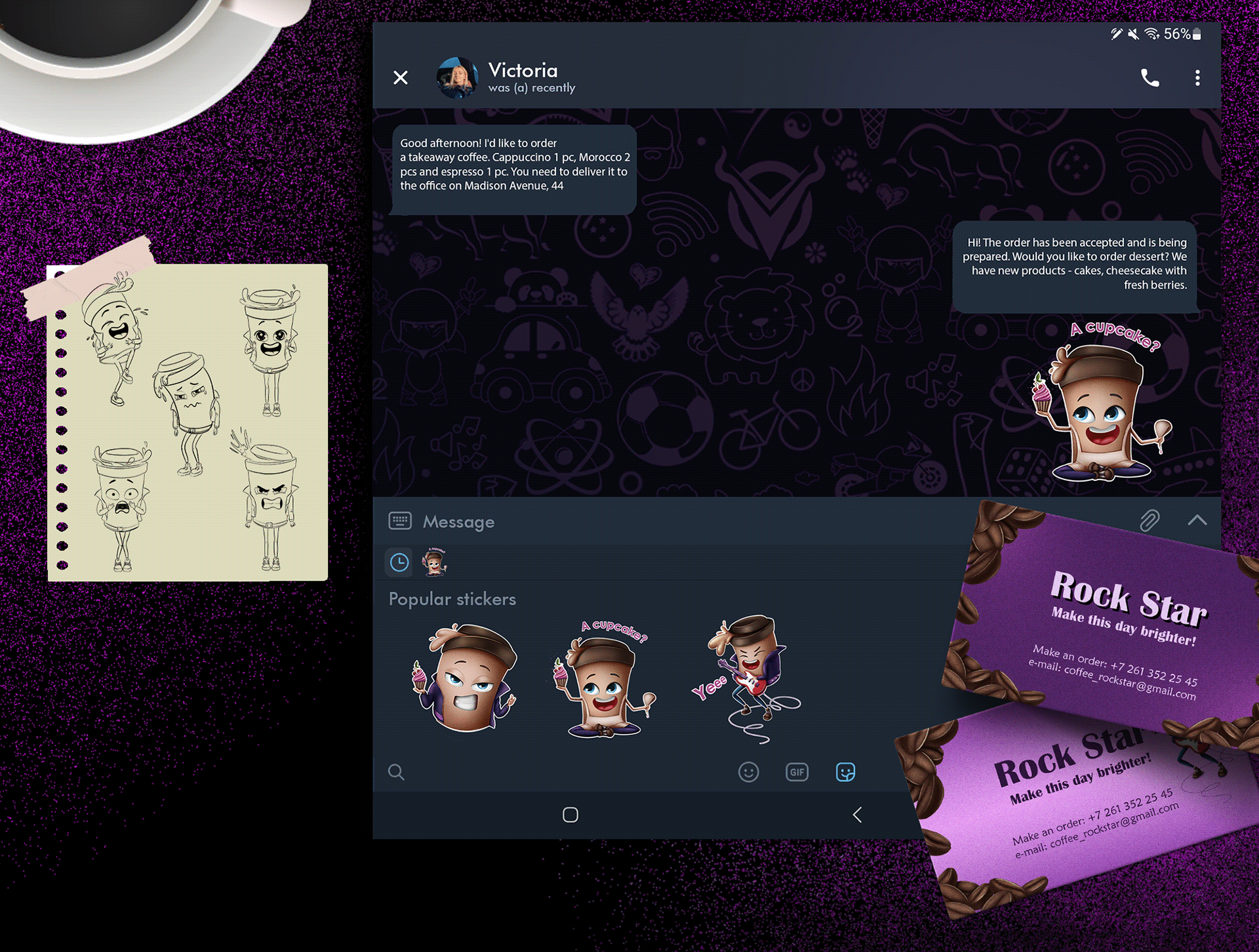 Design concept for the coffee shop "Rock Star" — Изображение №6 — Иллюстрация на Dprofile