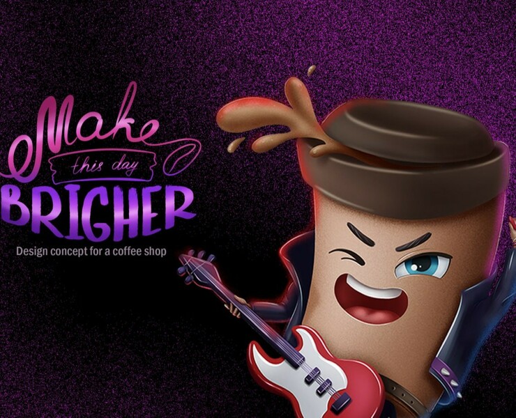 Design concept for the coffee shop "Rock Star" — Иллюстрация на Dprofile