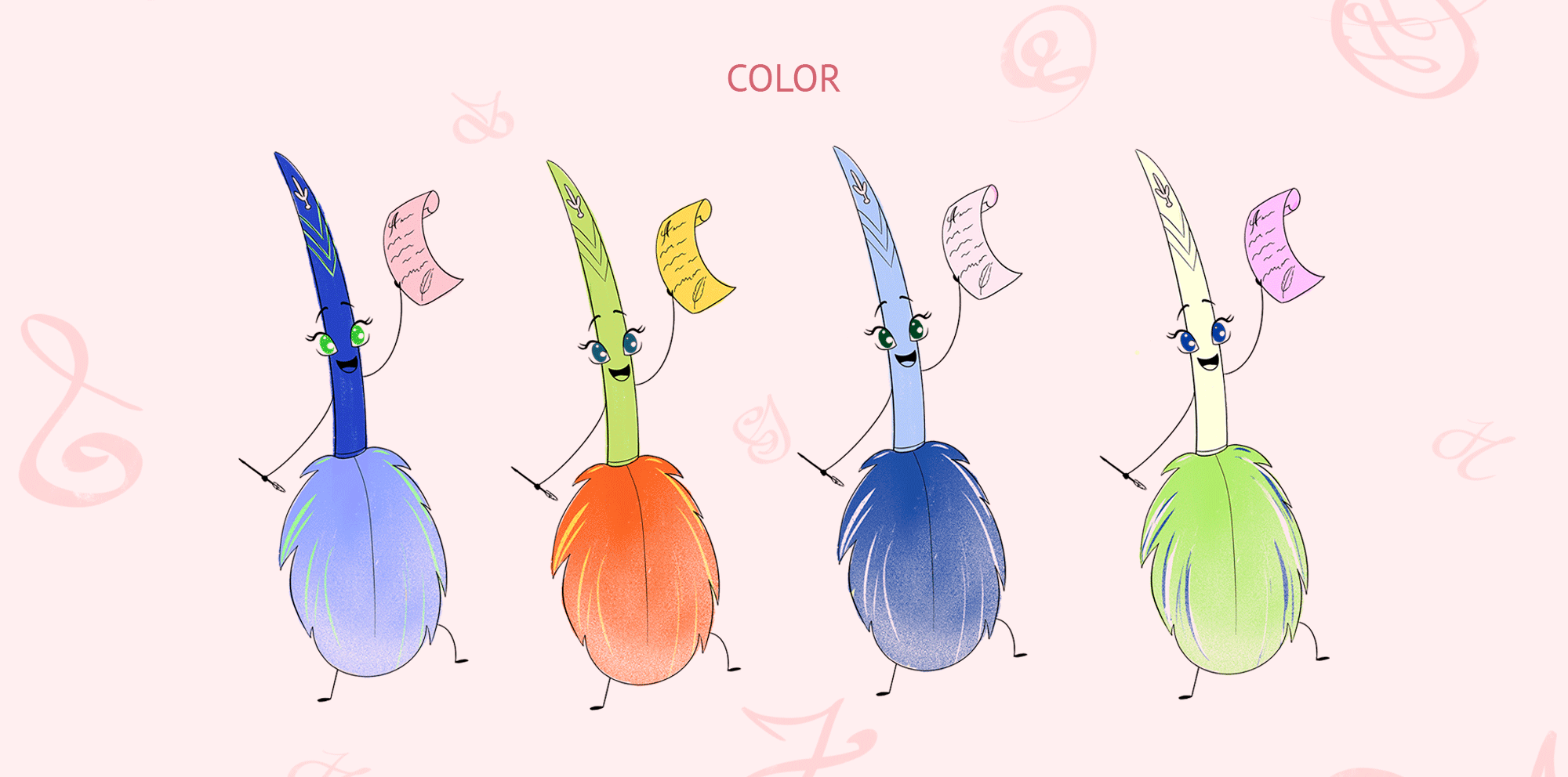 Бренд-персонаж для школы каллиграфии — Изображение №4 — Иллюстрация на Dprofile