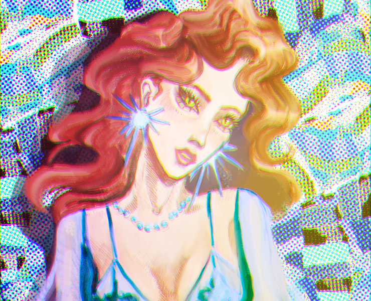 Retro party girl — Иллюстрация, Графика на Dprofile