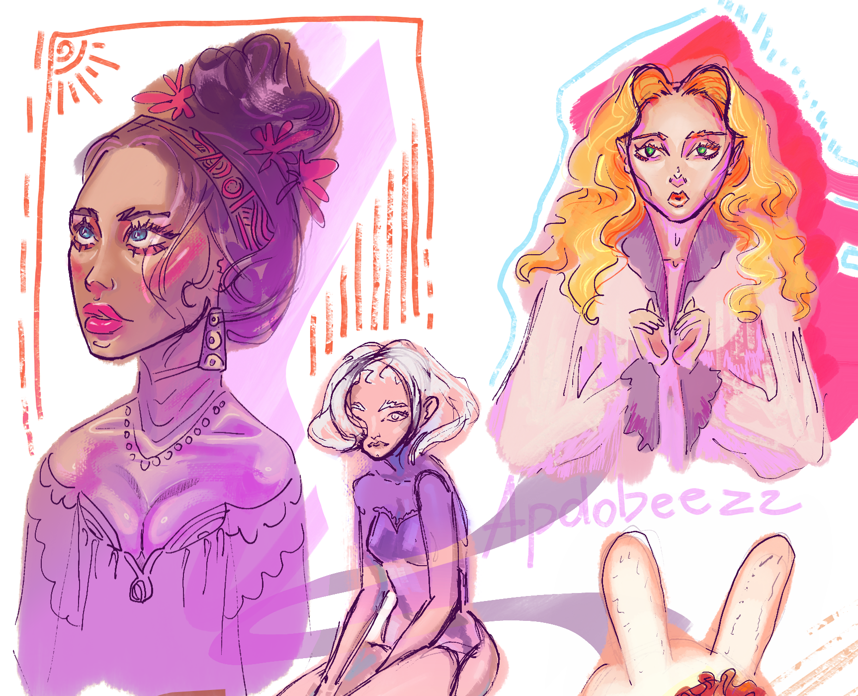 Скетч-коллаж героини — Иллюстрация, Графика на Dprofile