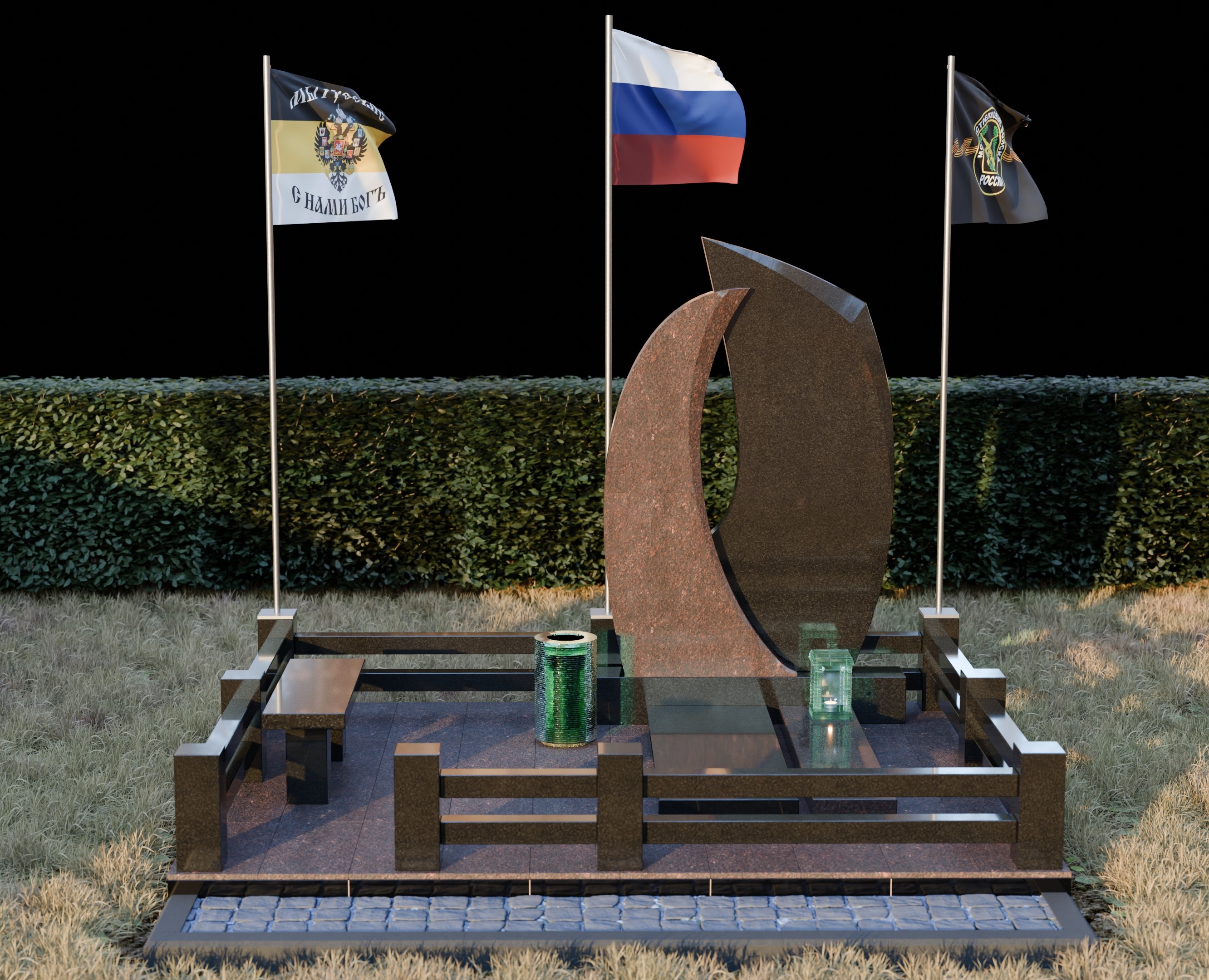 3Д макет памятника, участнику СВО, 3D mockup of tombstone — 3D на Dprofile