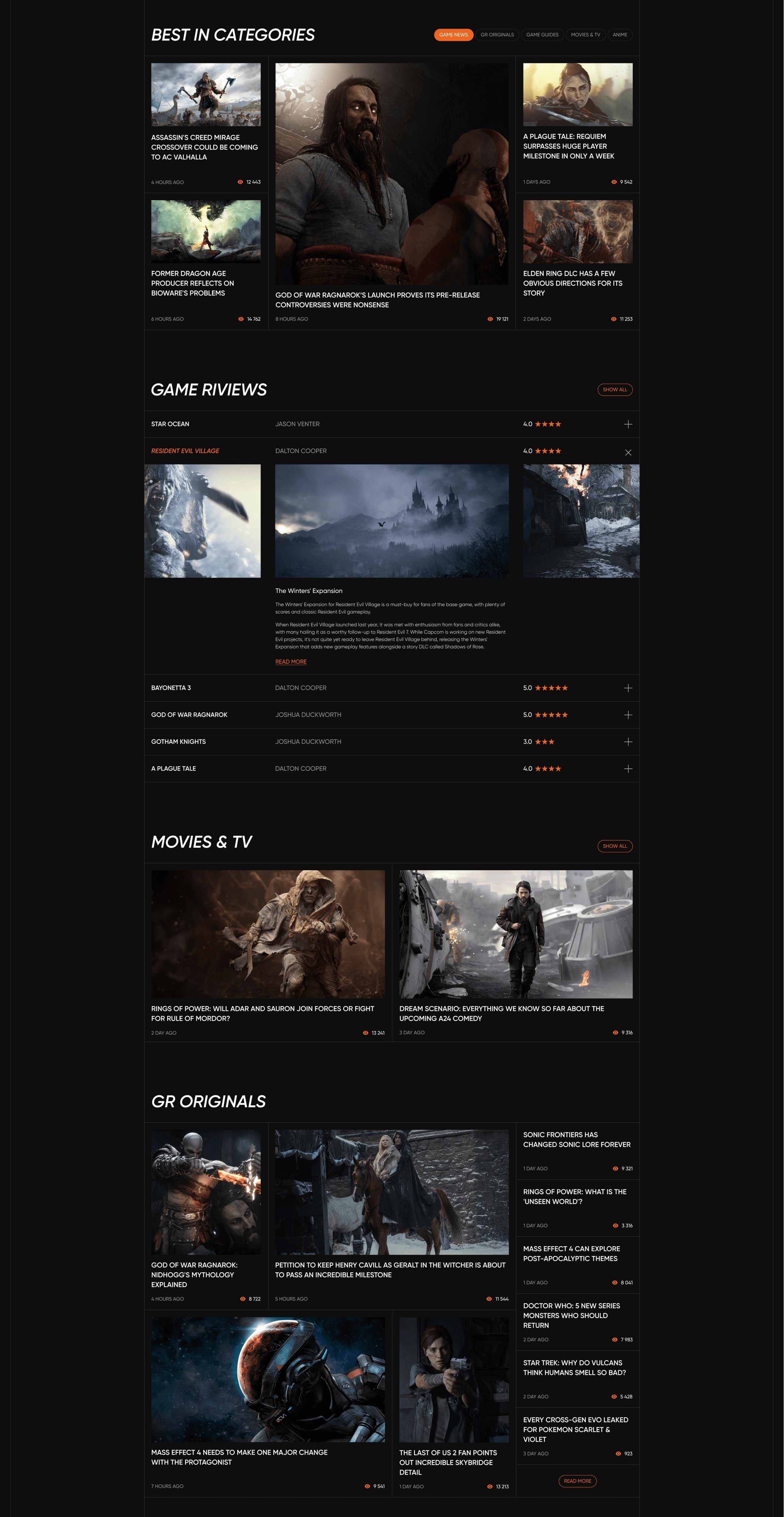 News resource GAMERANT — Изображение №2 — Интерфейсы на Dprofile